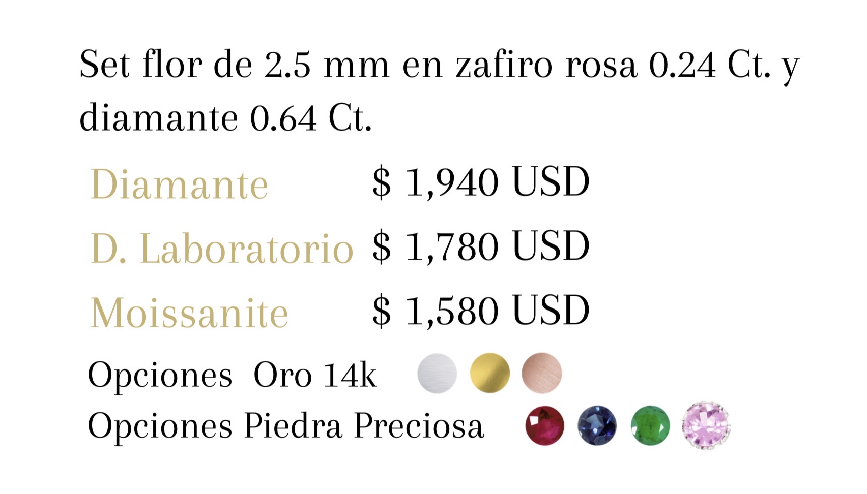 Set Flor en Zafiro Rosa y Diamante