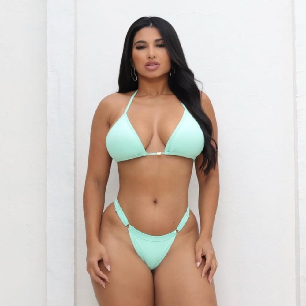 Biquíni Verde Água Cortininha