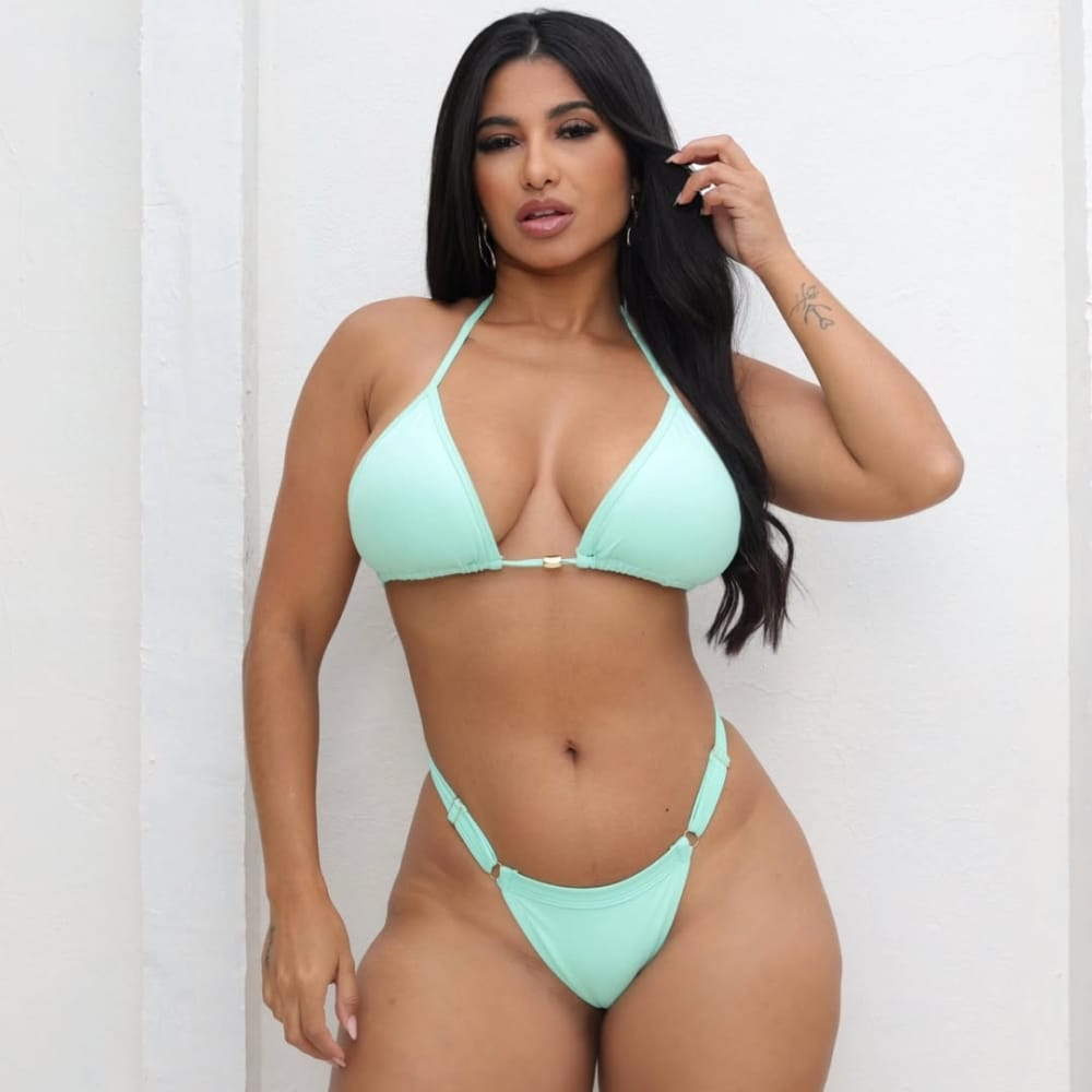 Biquíni Verde Água Cortininha