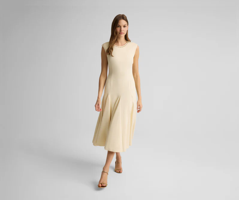 Sleeveless Cream Midi Dress