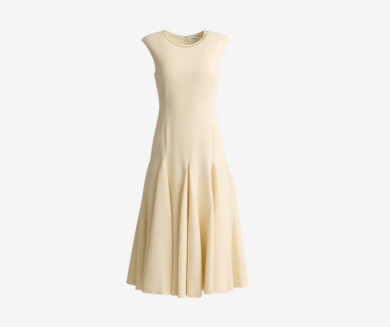 Sleeveless Cream Midi Dress