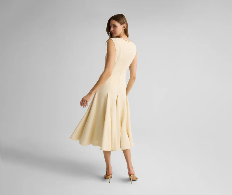 Sleeveless Cream Midi Dress