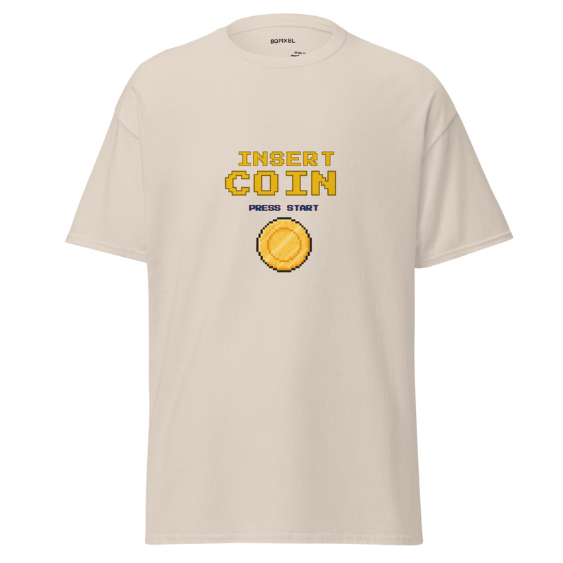 Playera Gamer “INSERT COIN” Retro Arcade | Pixel Art 8-Bit BQPIXEL