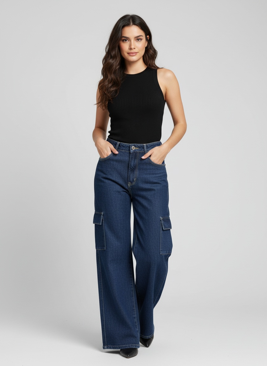 Women's Baggy Cargo Jeans – Oversized Wide-Leg | 28-30-32 Combo | Rs 1200 (Per Pcs 440 (pack of 3)) |