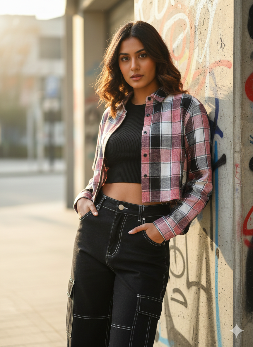 Cropped Plaid Shirt |  6 Pcs combo (XL) | Rs 900 (Per Pcs cost Rs 150)