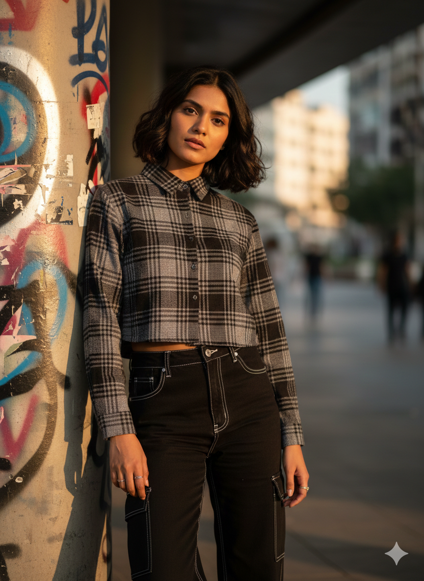 Cropped Plaid Shirt |  6 Pcs combo (XL) | Rs 900 (Per Pcs cost Rs 150)