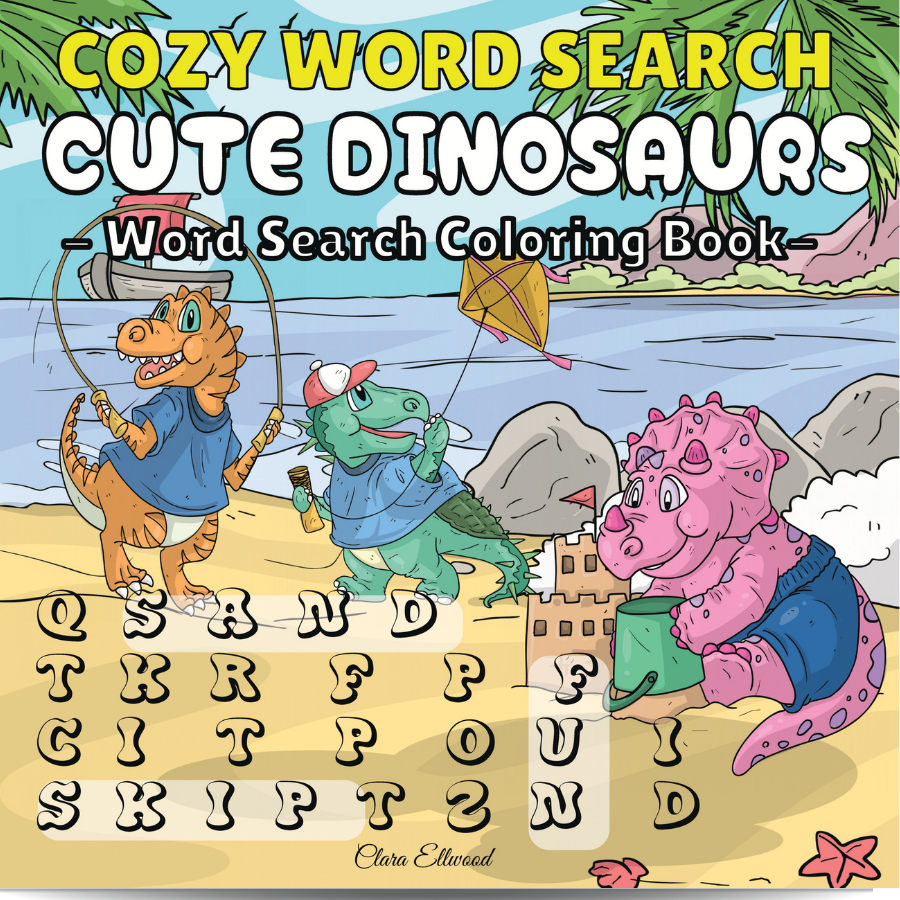 Clara Ellwood:Word Search Colouring Book – Cute Dinosaurs
