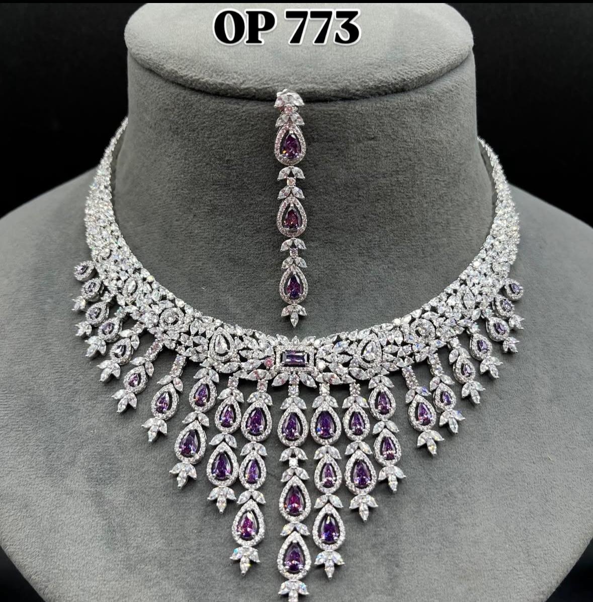 Purple Stone Bridal Necklace Set