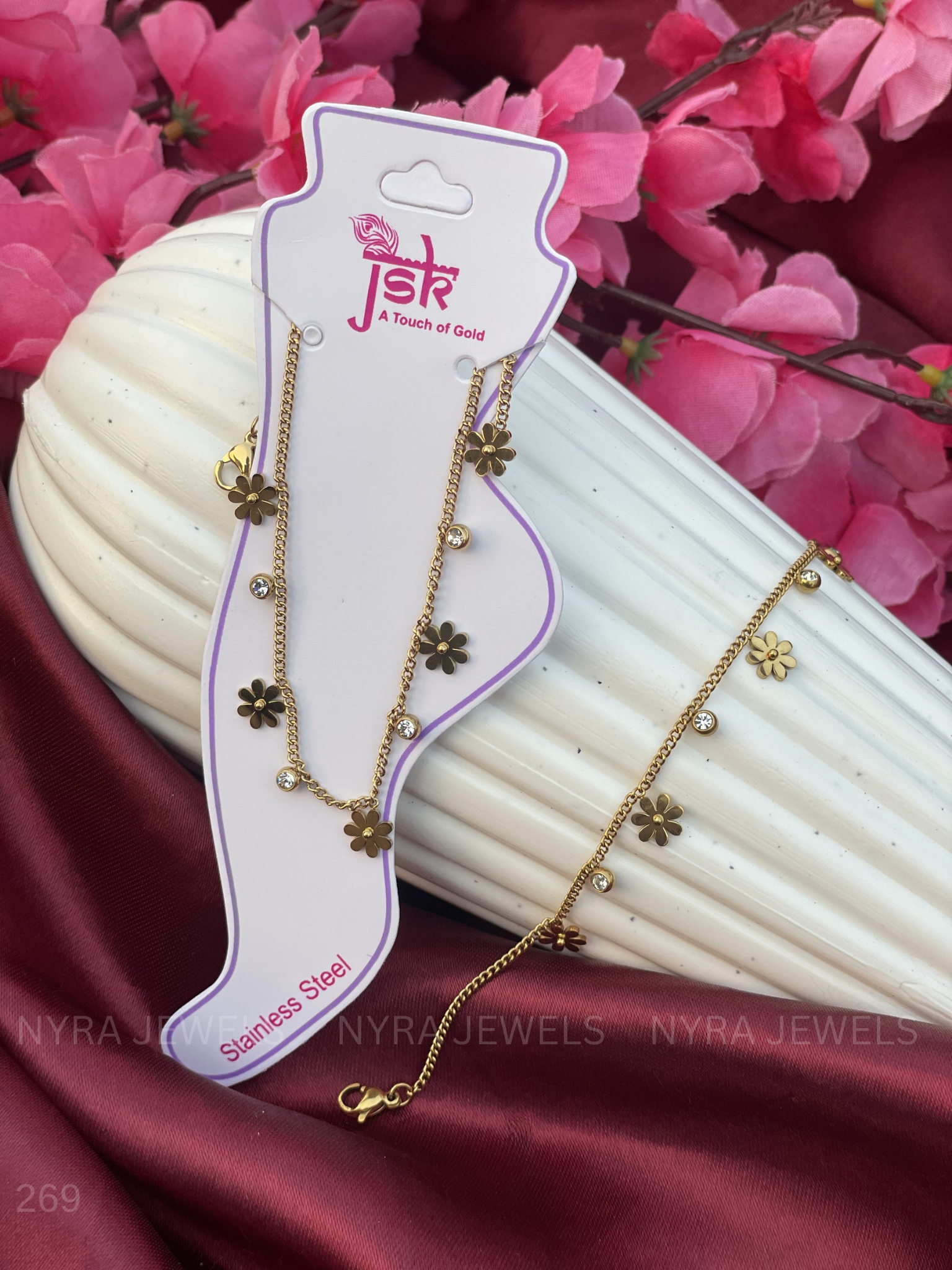 Gold-Plated Floral Anklet