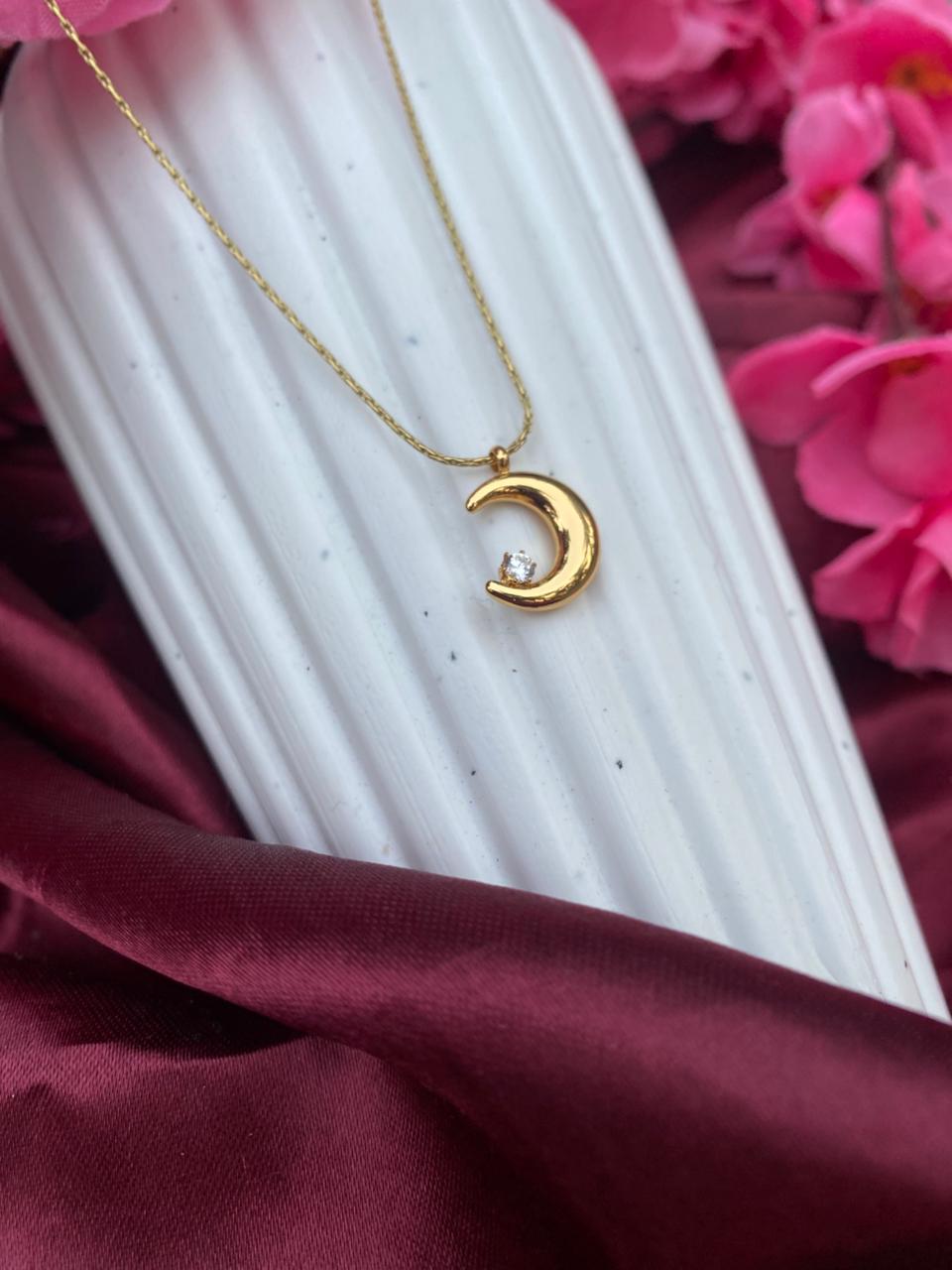 Golden Crescent Moon Pendant