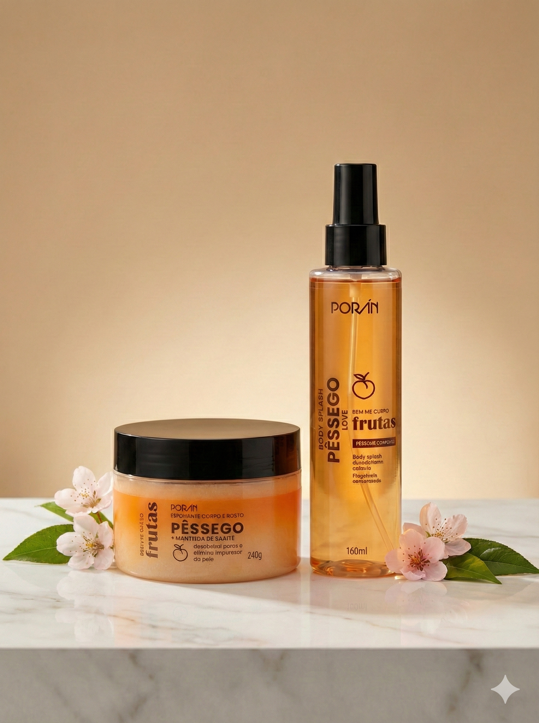 Kit Esfoliante + Body Splash Pêssego - Poran