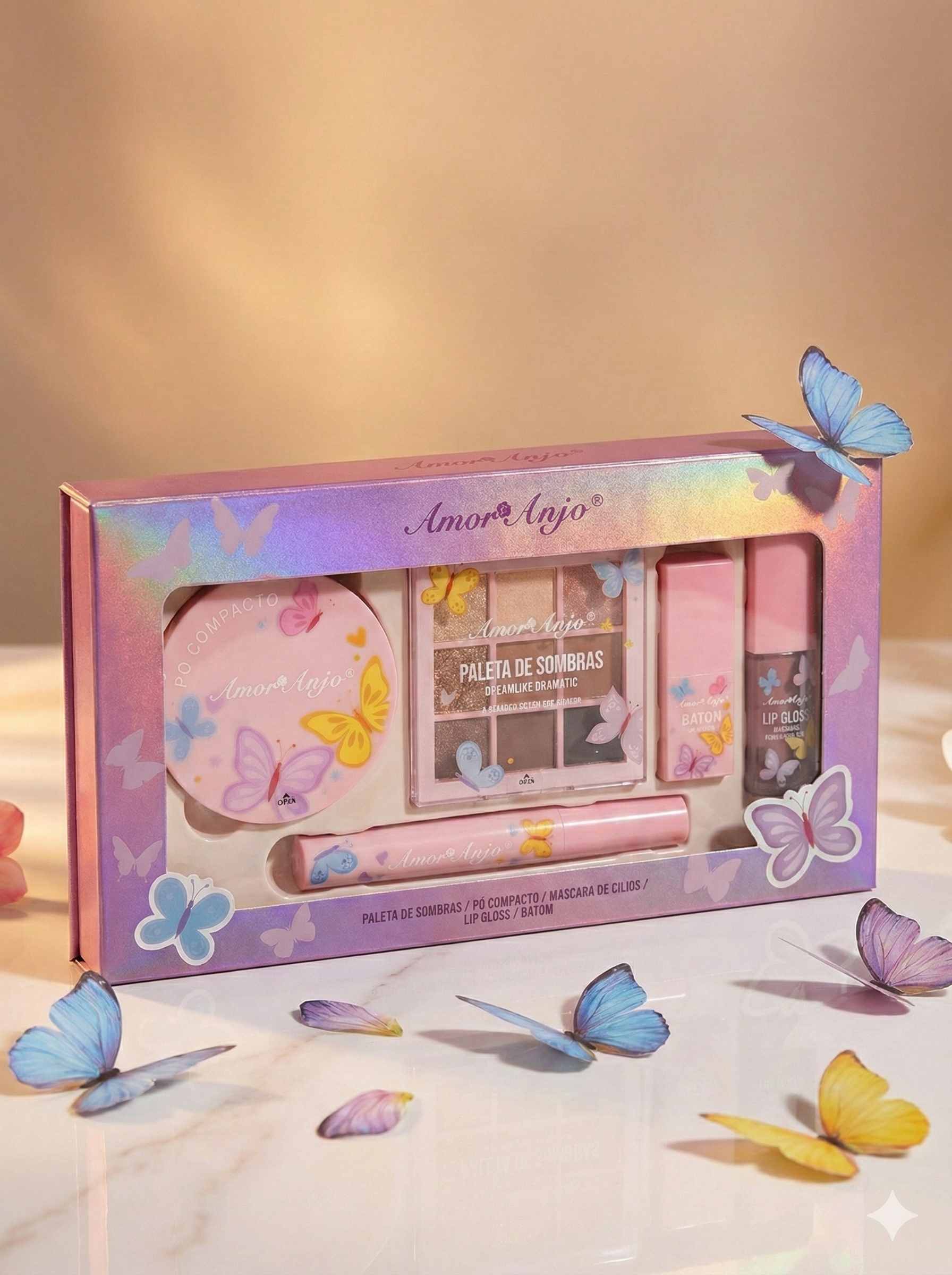Kit de Maquiagem Completo Borboletas  - Amor Anjo