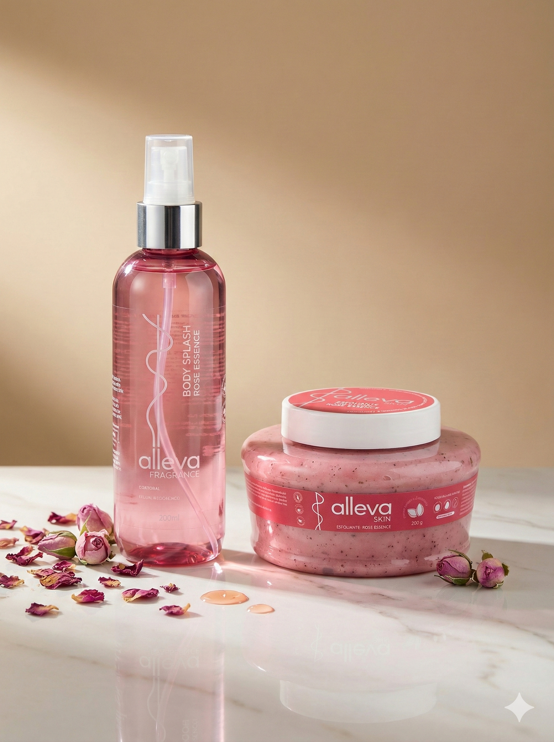 Kit Esfoliante + Body Splash Rose Essence - Alleva
