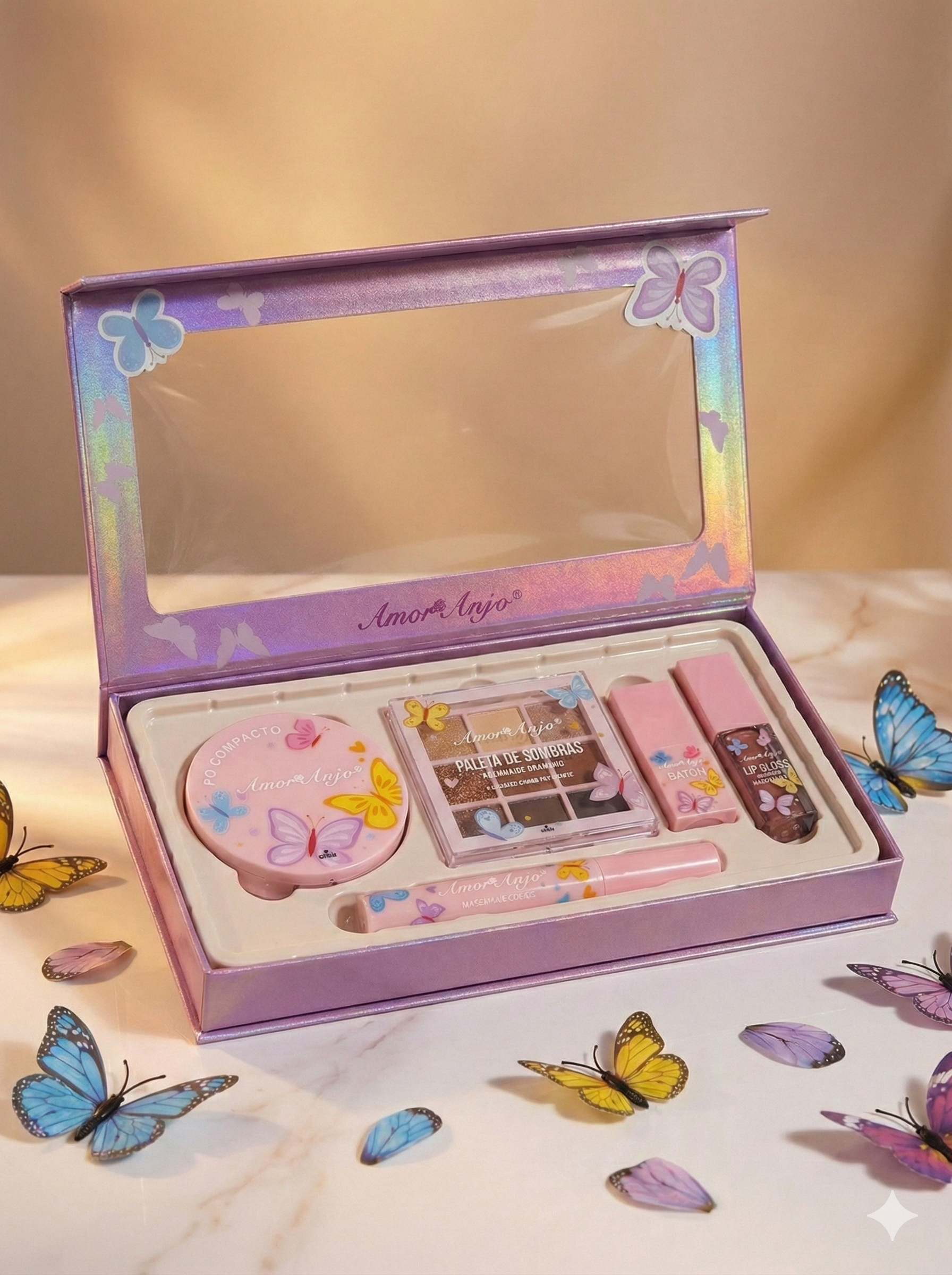 Kit de Maquiagem Completo Borboletas  - Amor Anjo