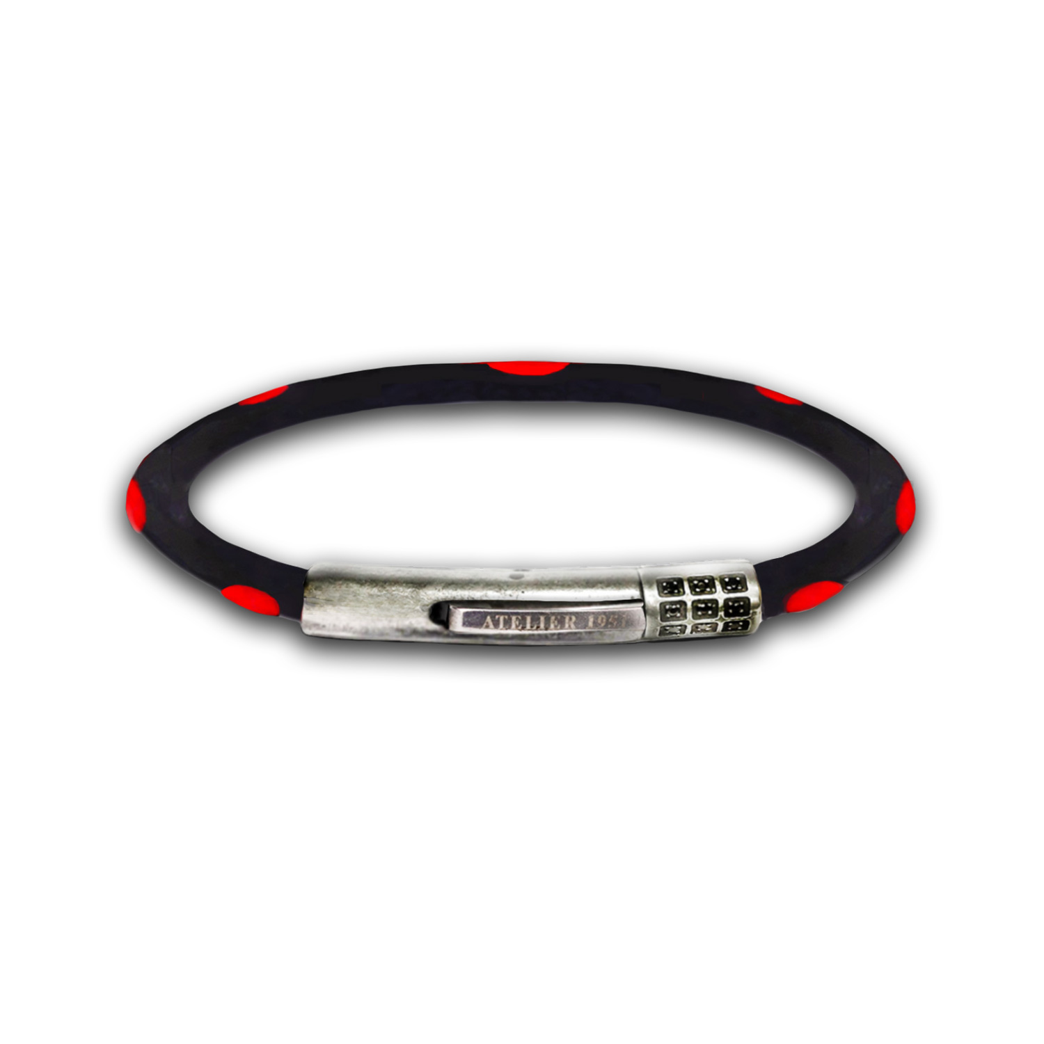 Black & Red Polka Dot Leather Bracelet  (050)