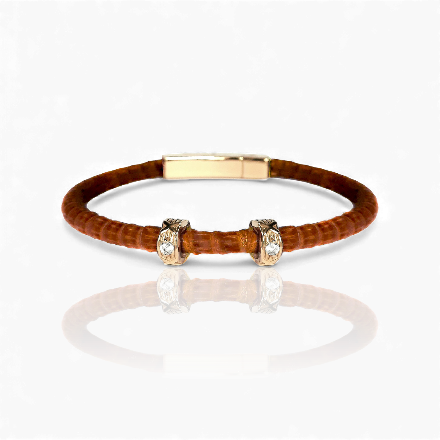 Umber Brown Leather Bracelet (T079)