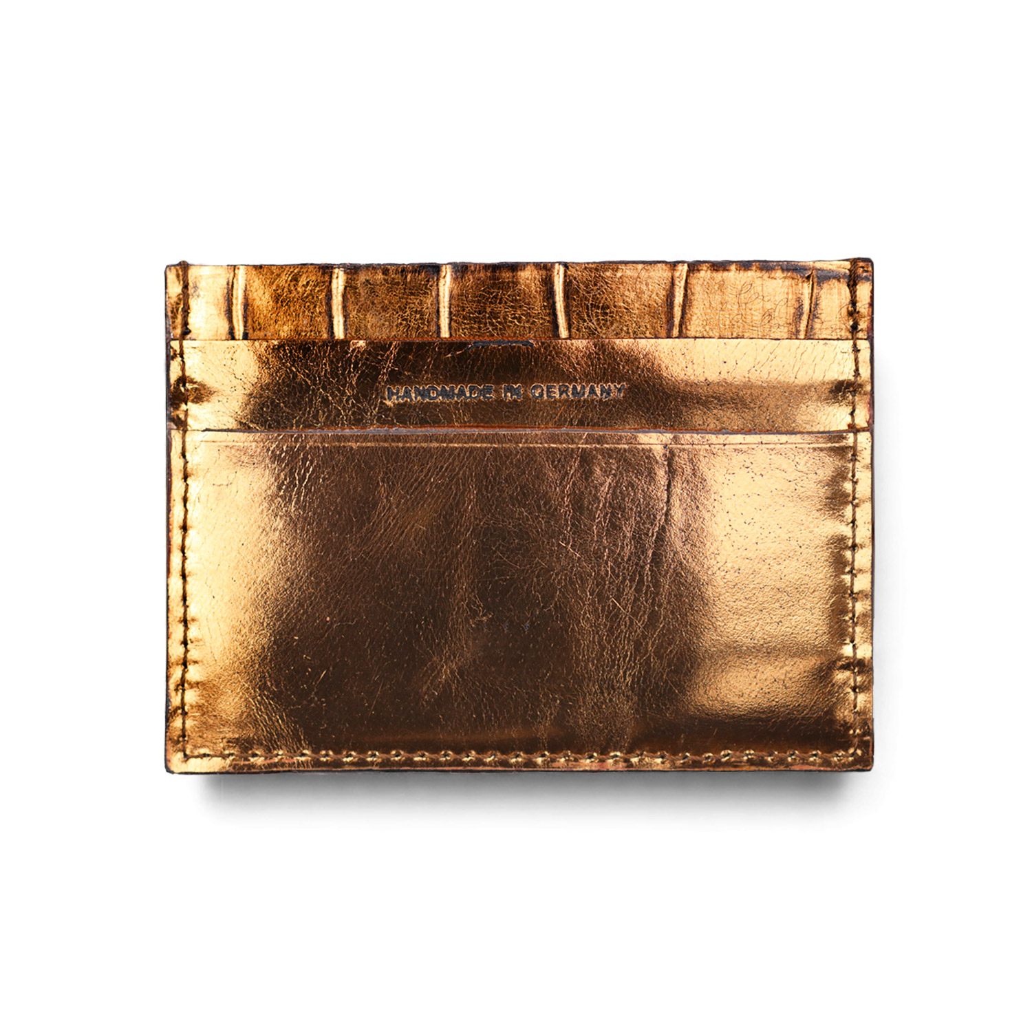 Gold Croc-Embossed Leather Cardholder (018)