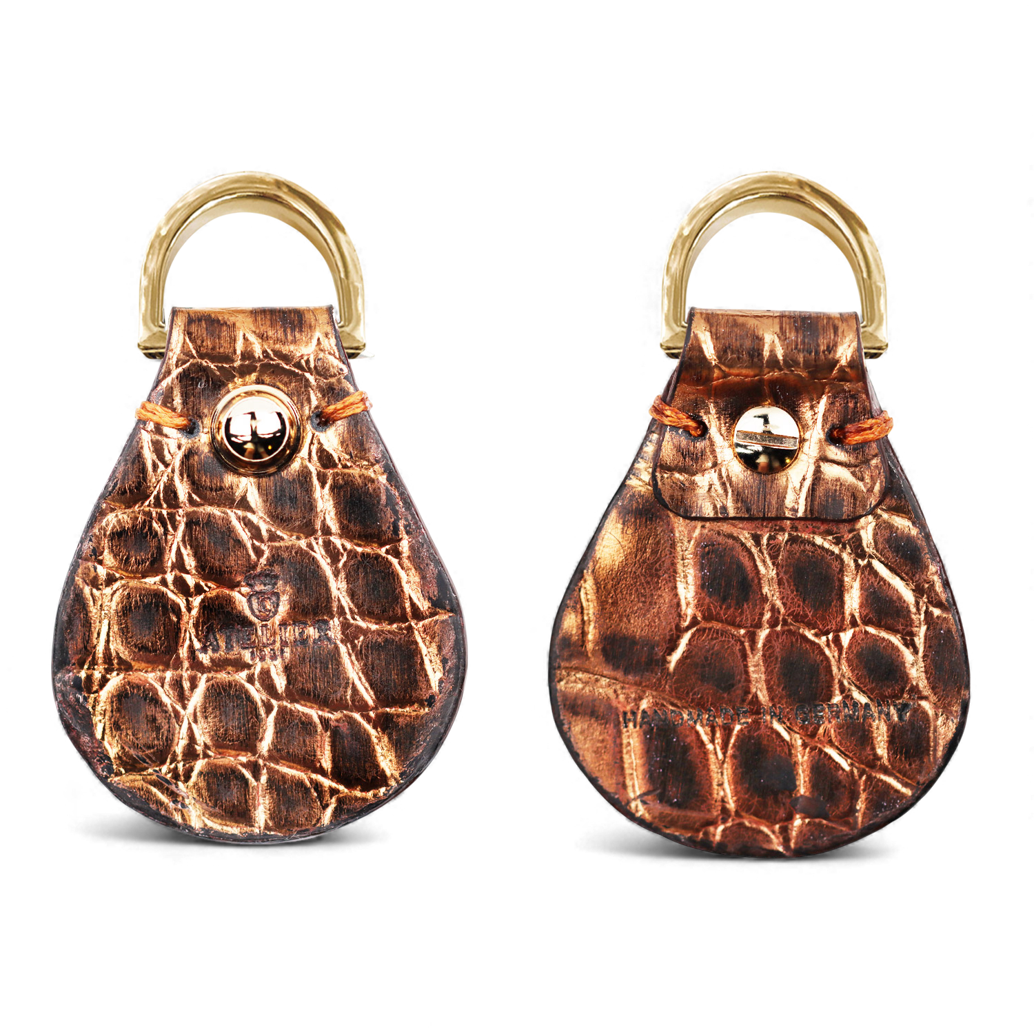 Croco-Effect Leather Key Fob (038)