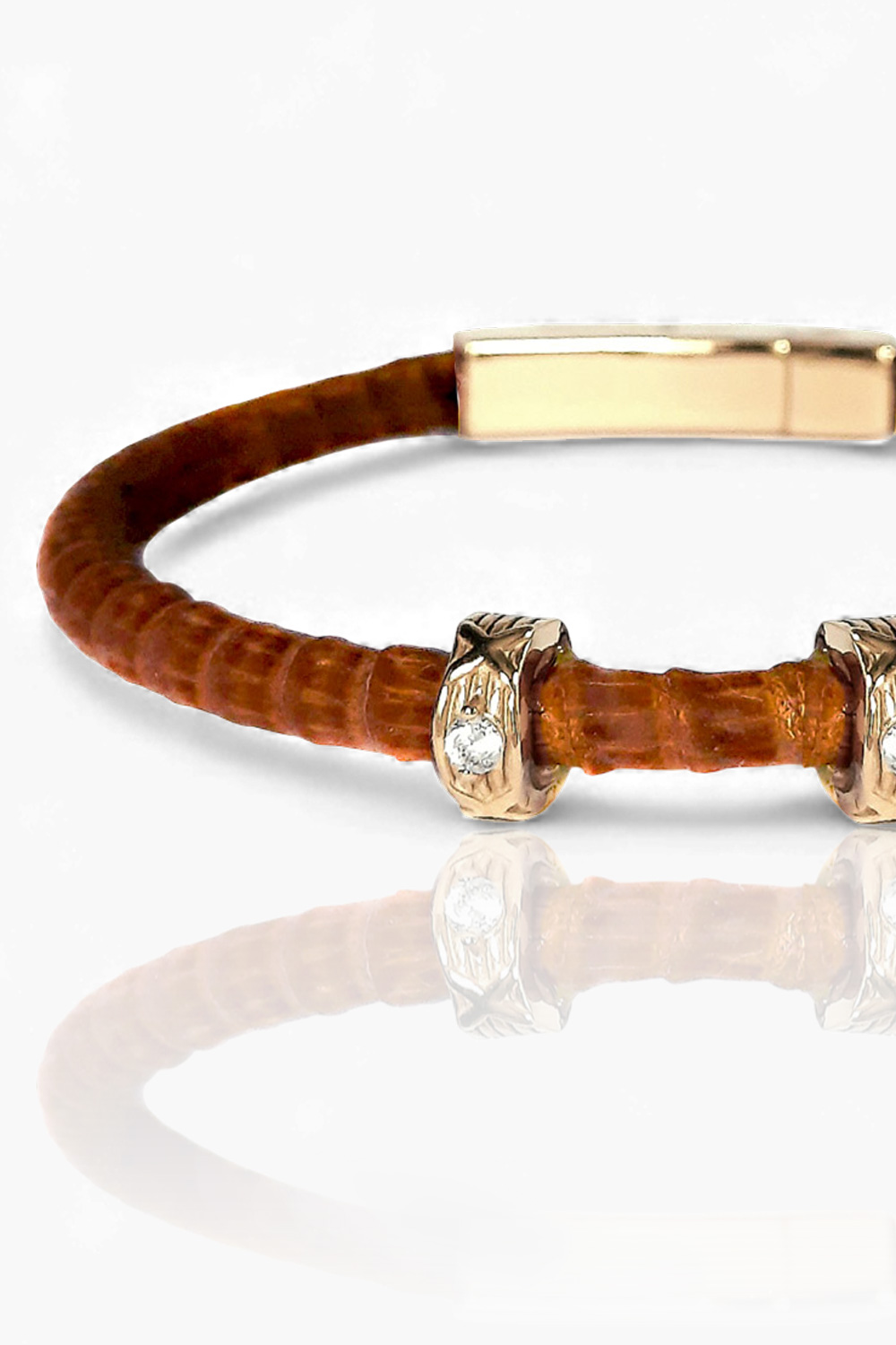 Umber Brown Leather Bracelet (T079)