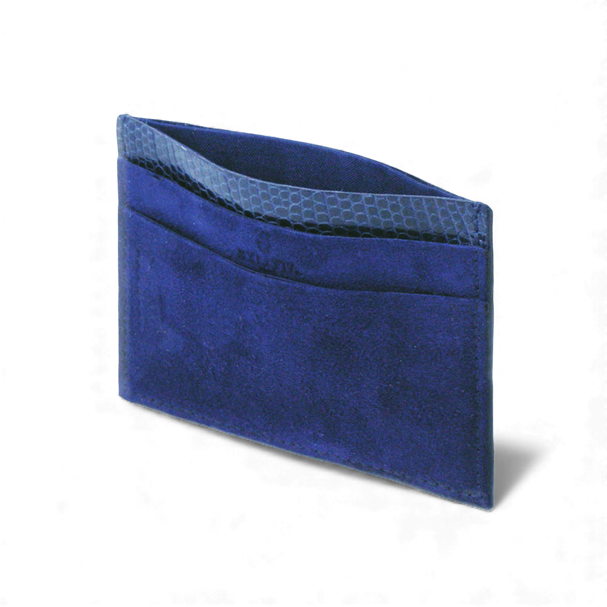 Kid Suede Card Holder In Midnight Blue (006c) 