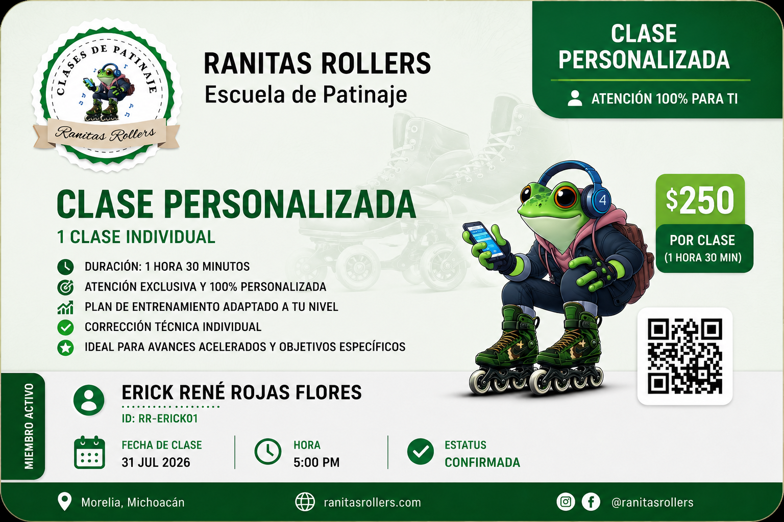 🟢🐸 CLASE PERSONALIZADA 🛼✨