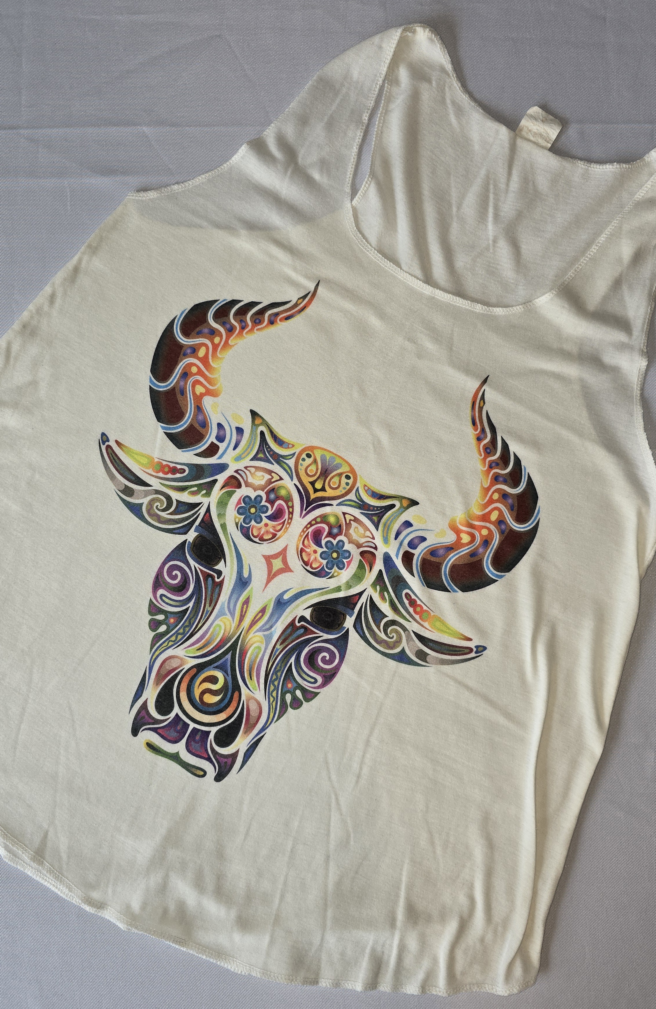 Colorful Bull Skull Art Tank