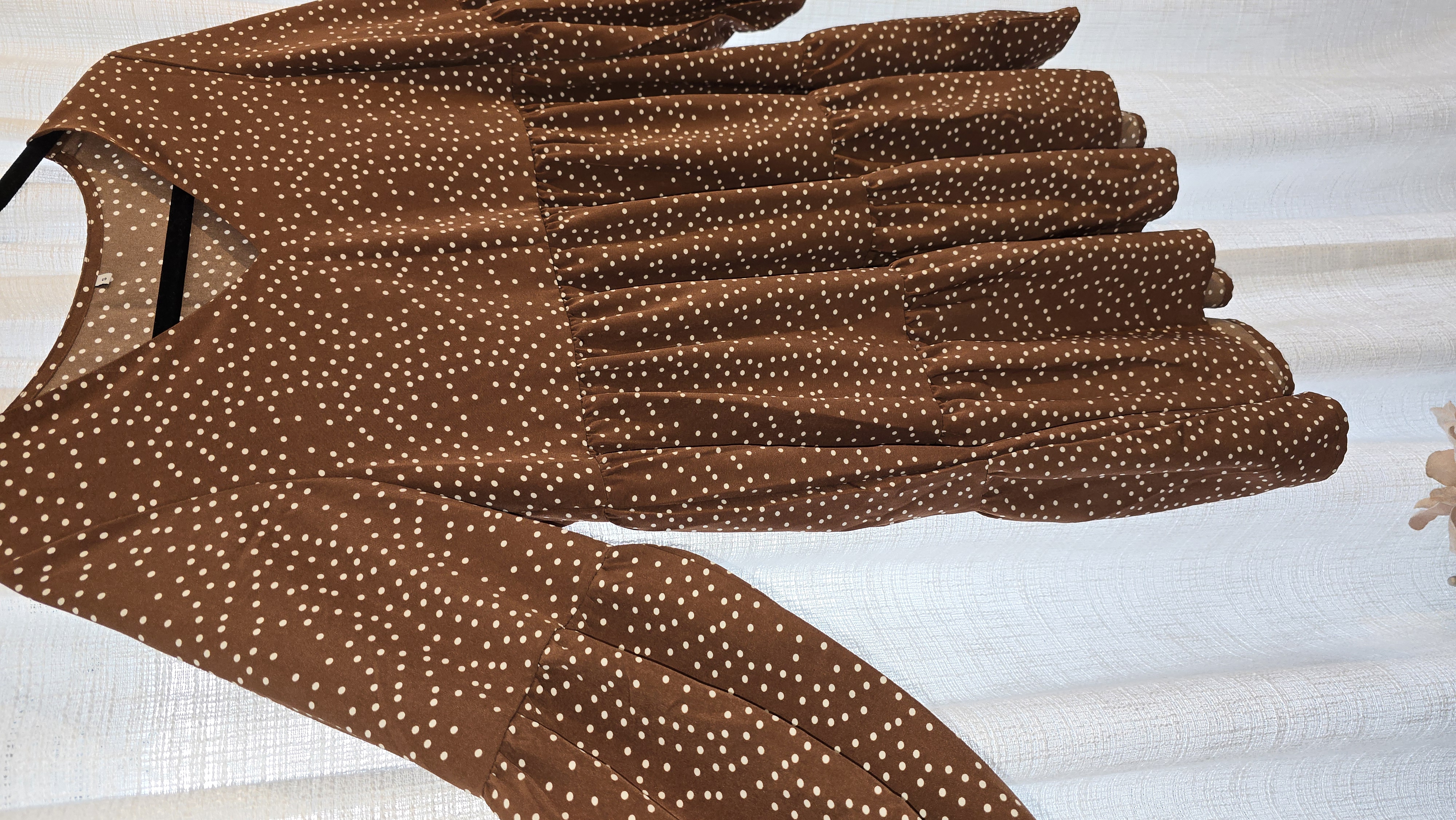 Brown Polka Dot Long Sleeve Dress
