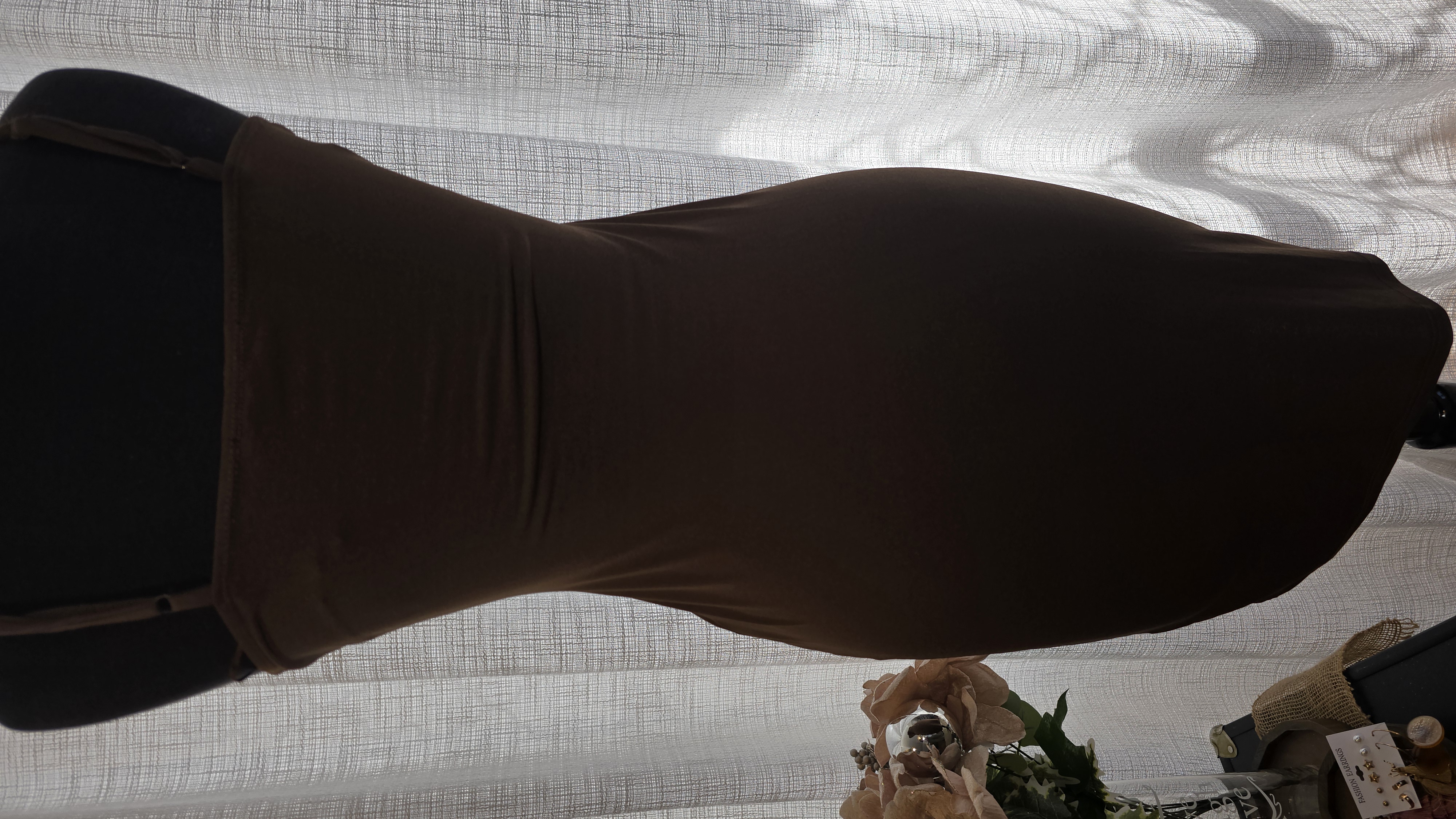 Brown Ruched Ring Halter Dress- ambiance