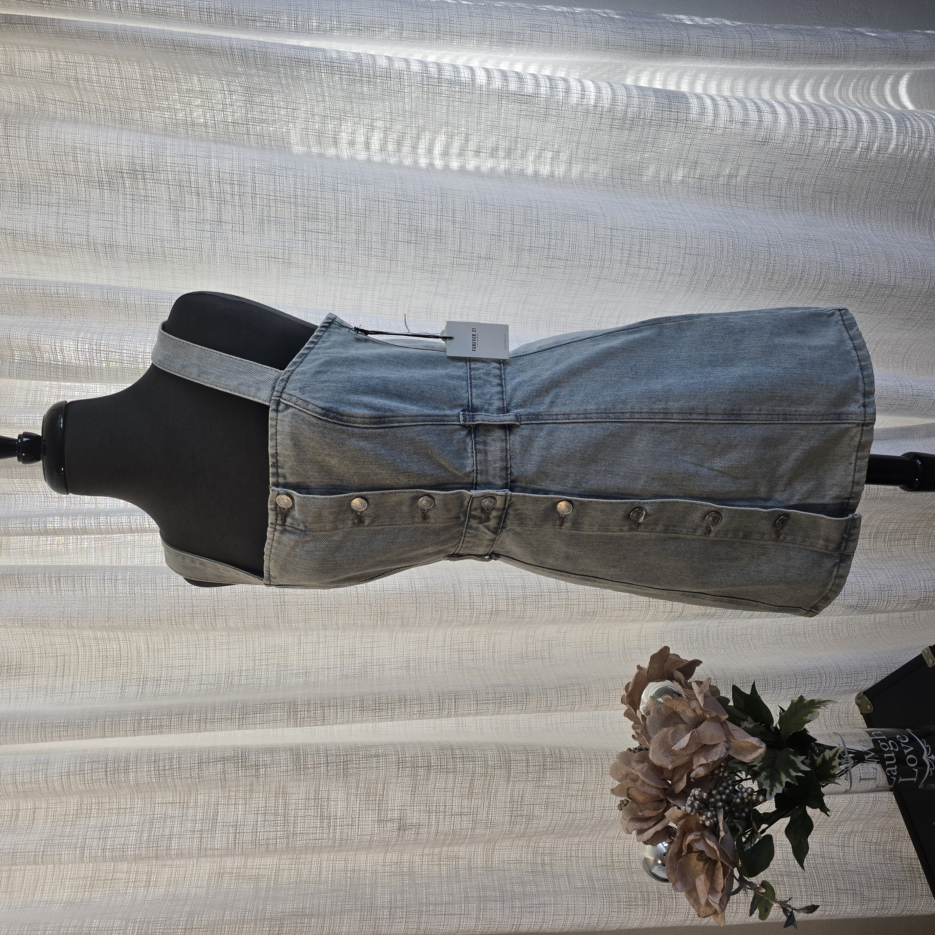 Denim Button-Front Dress- Forever21