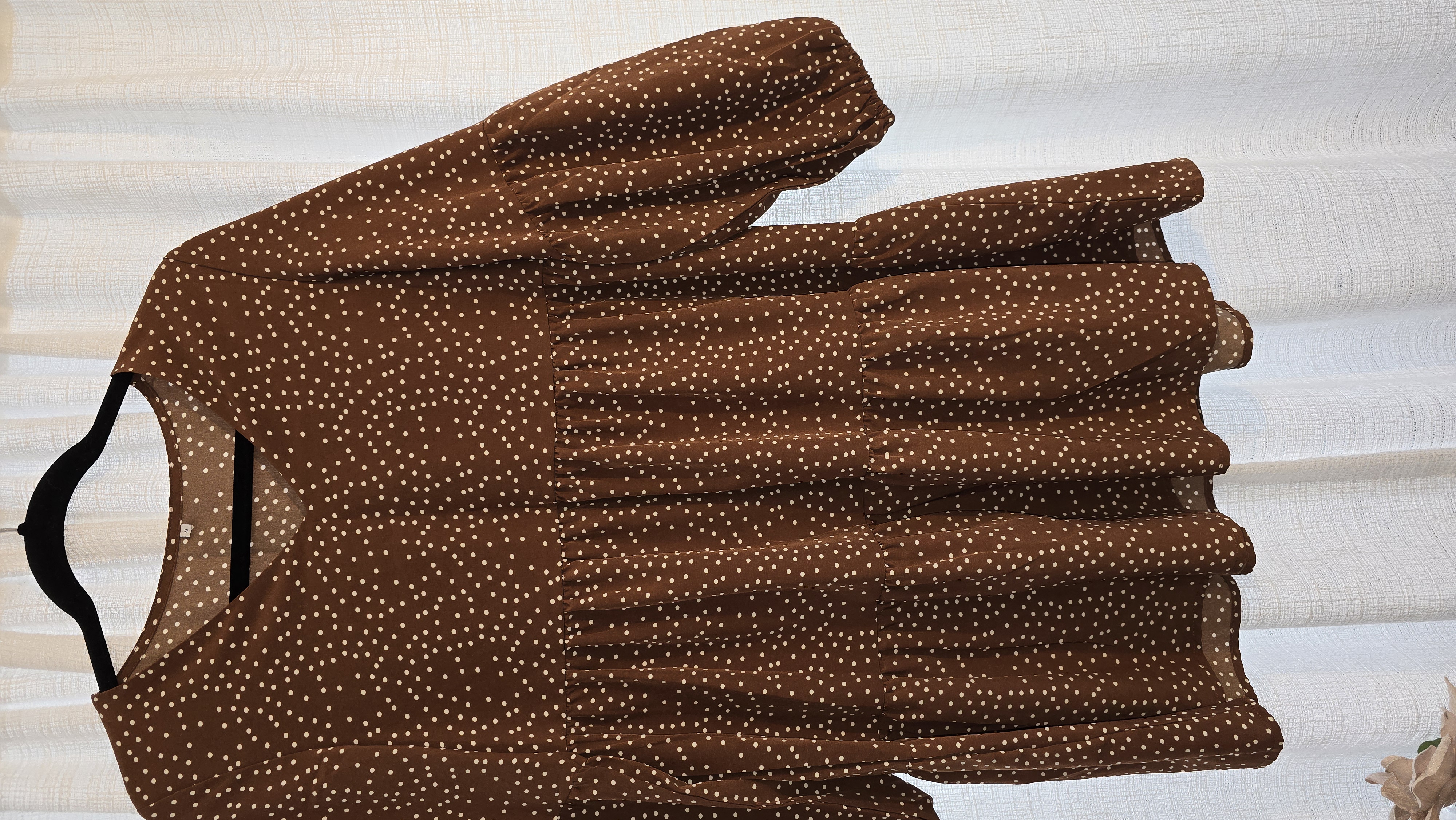 Brown Polka Dot Long Sleeve Dress