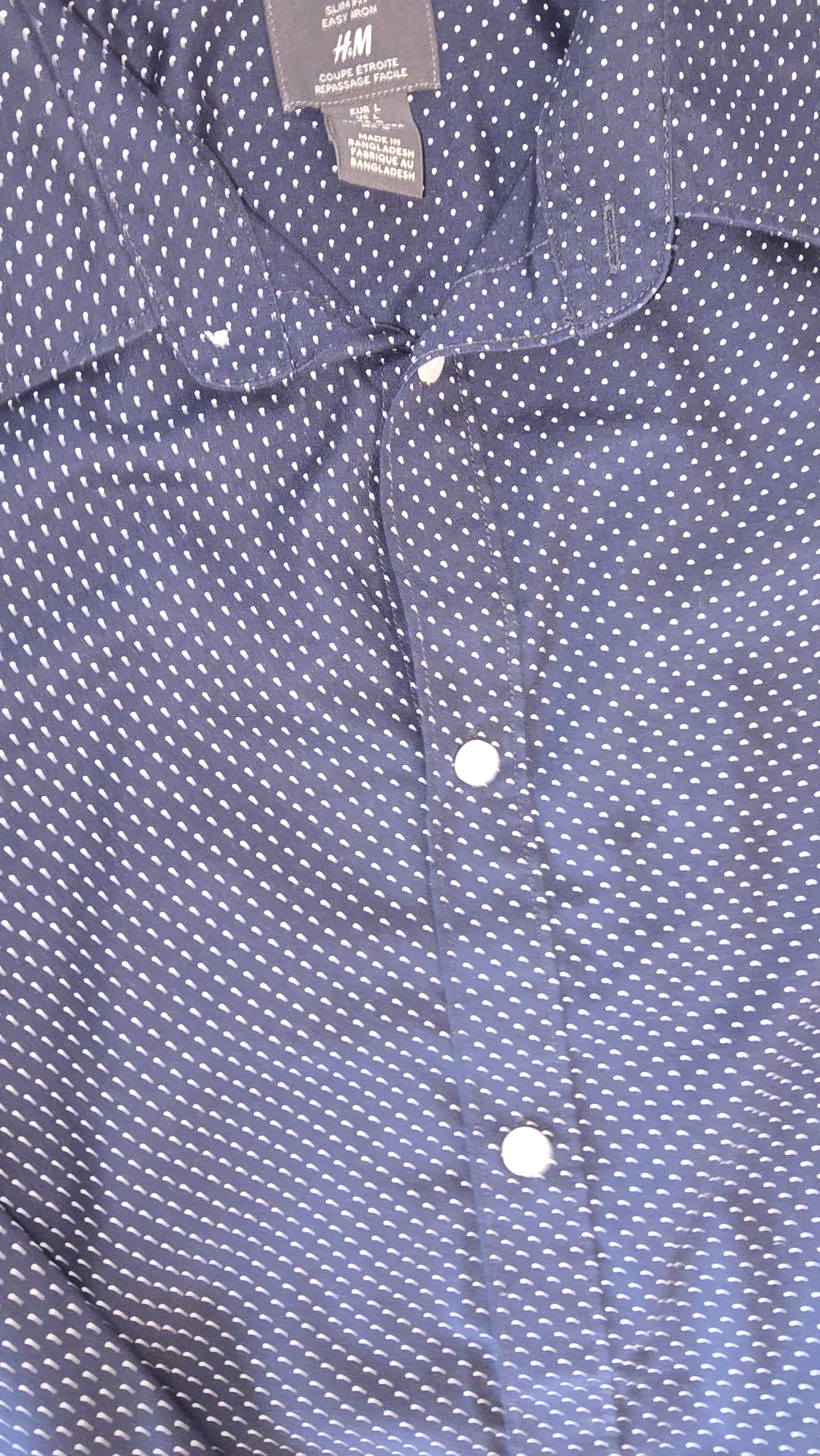 Men's Navy Polka Dot Shirt- H&M