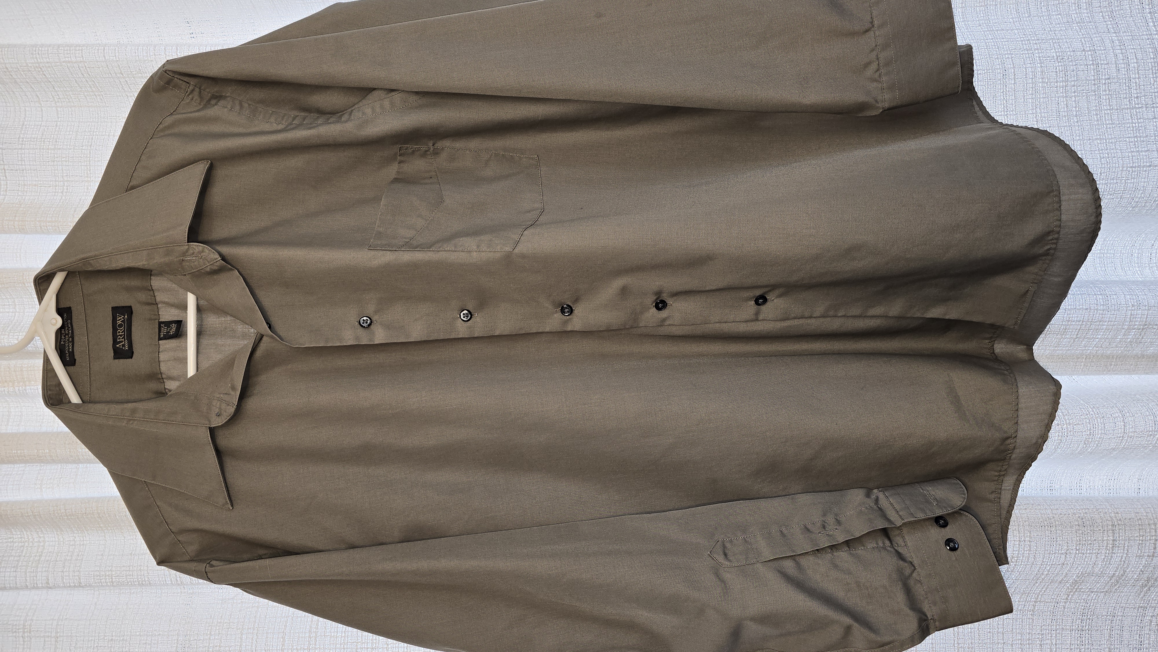 Classic Khaki Button-Up Shirt- Arrow