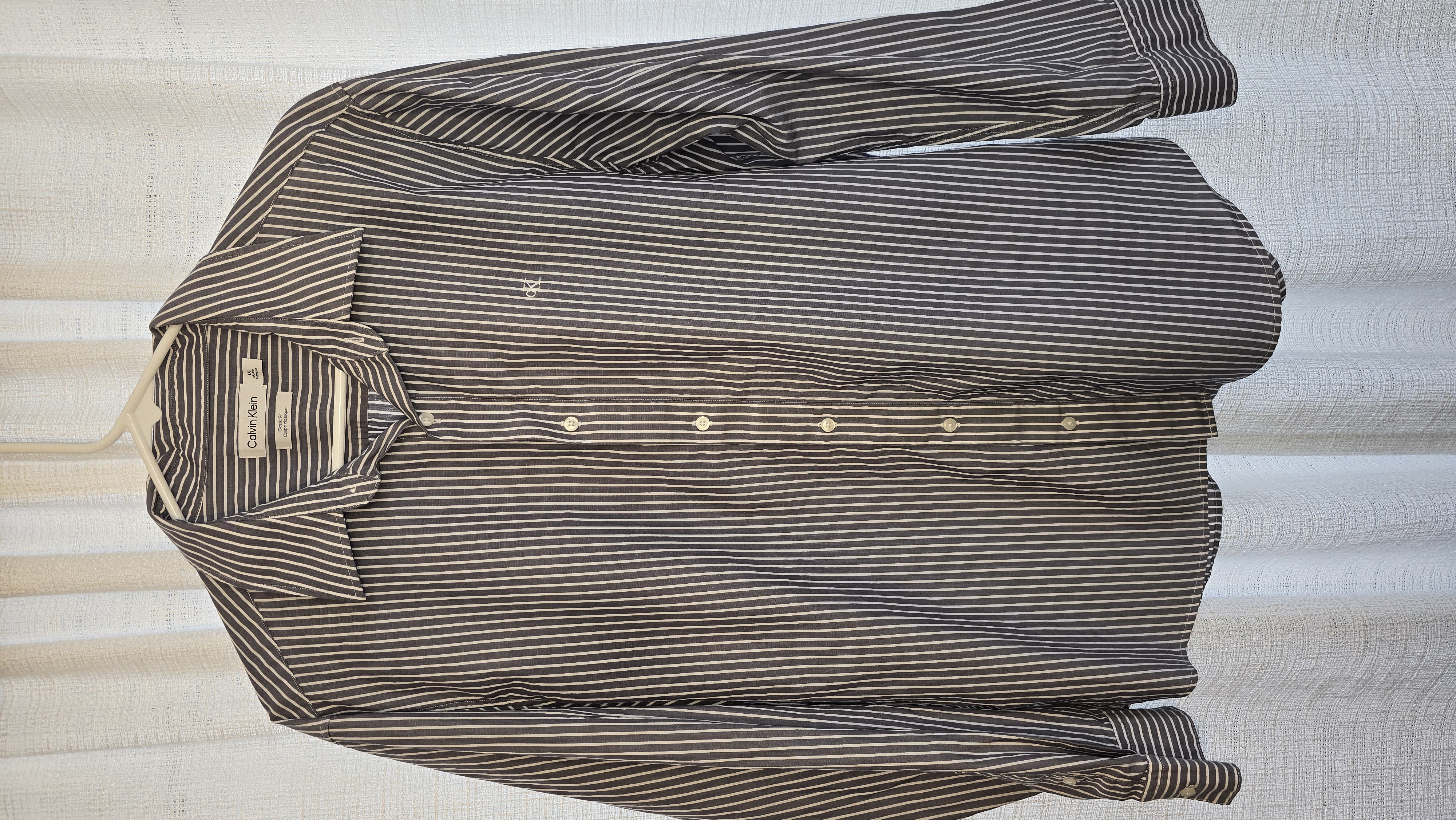 Striped Button-Up Shirt- Calvin Klein