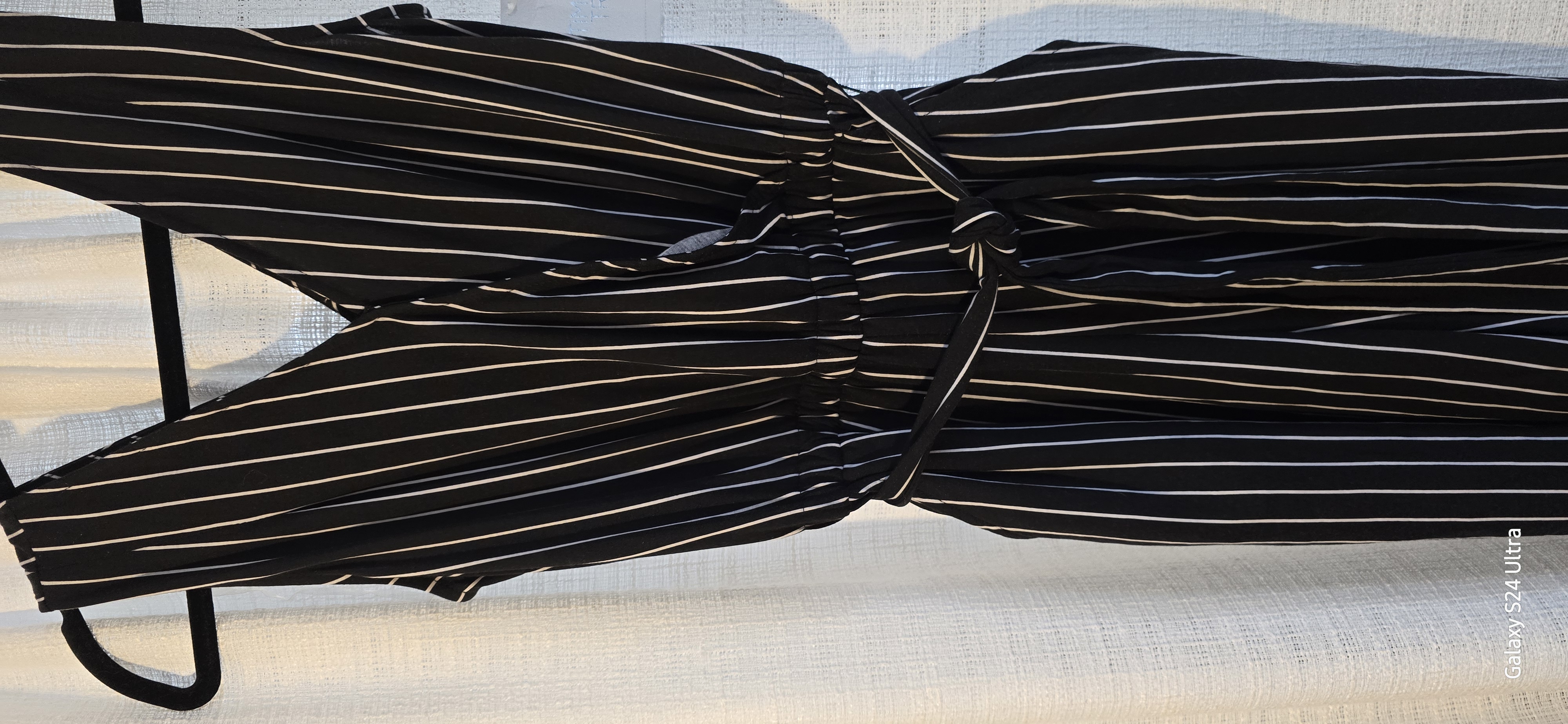 Black Striped V-Neck Jumpsuit