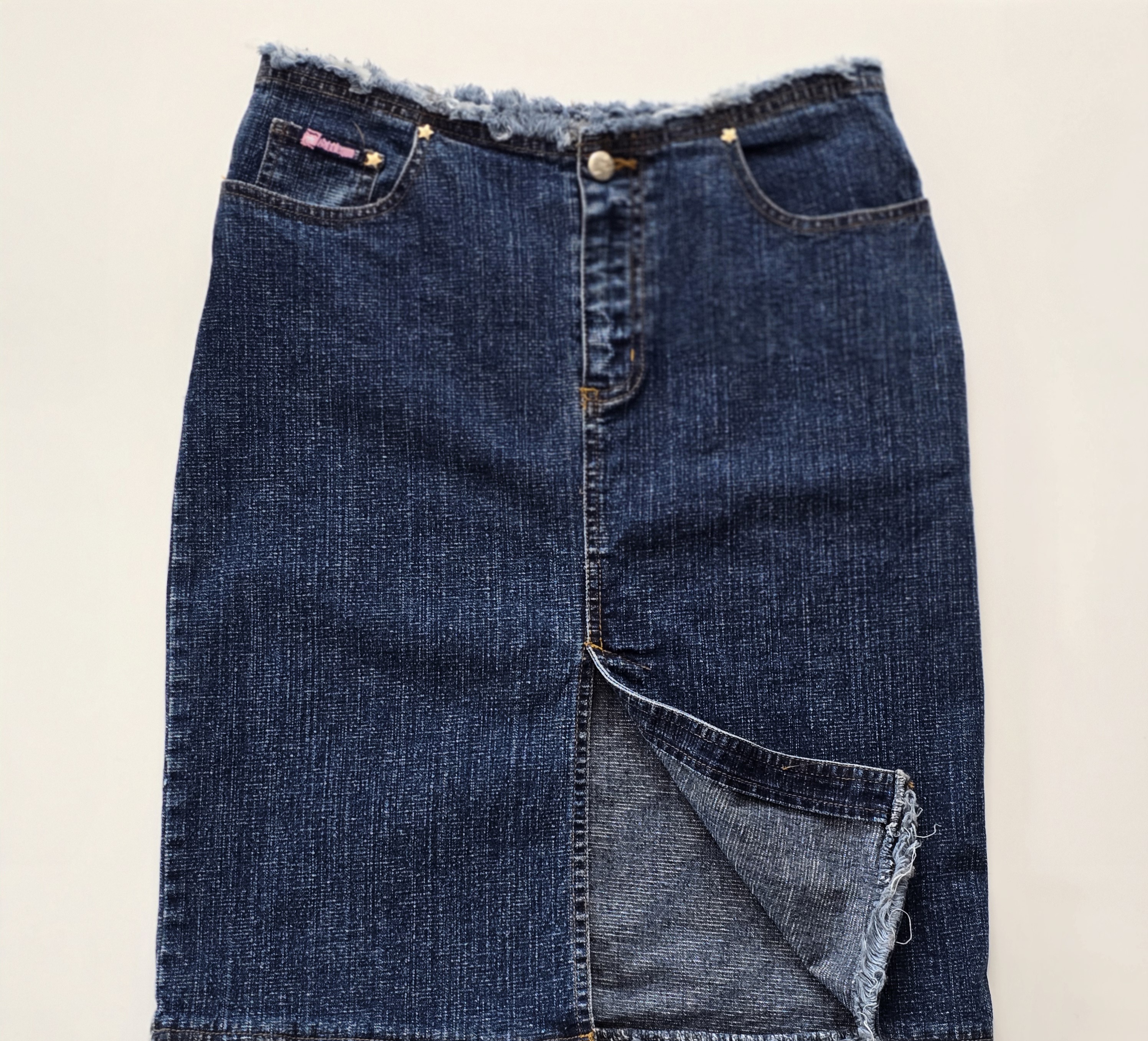 Classic Denim Pencil Skirt- bubblegum