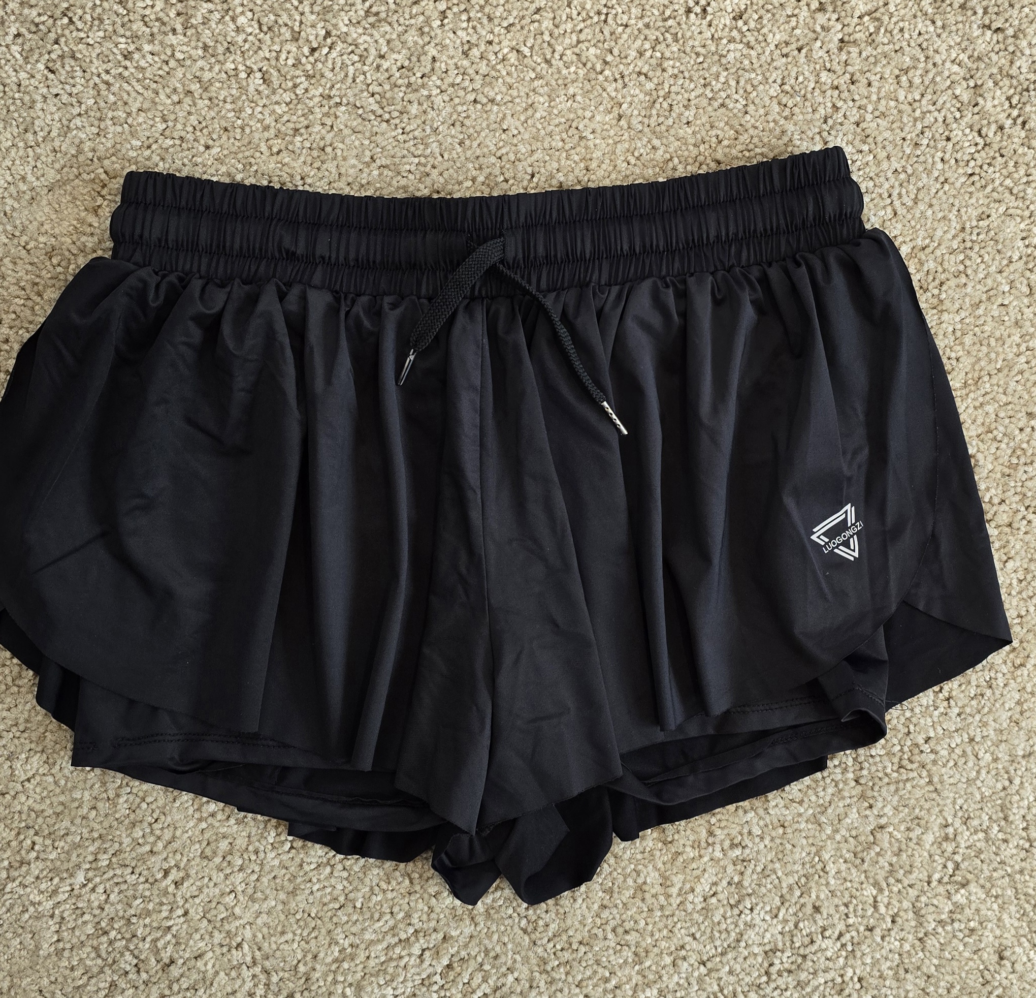 Women's Black Athletic Shorts- luogongzi