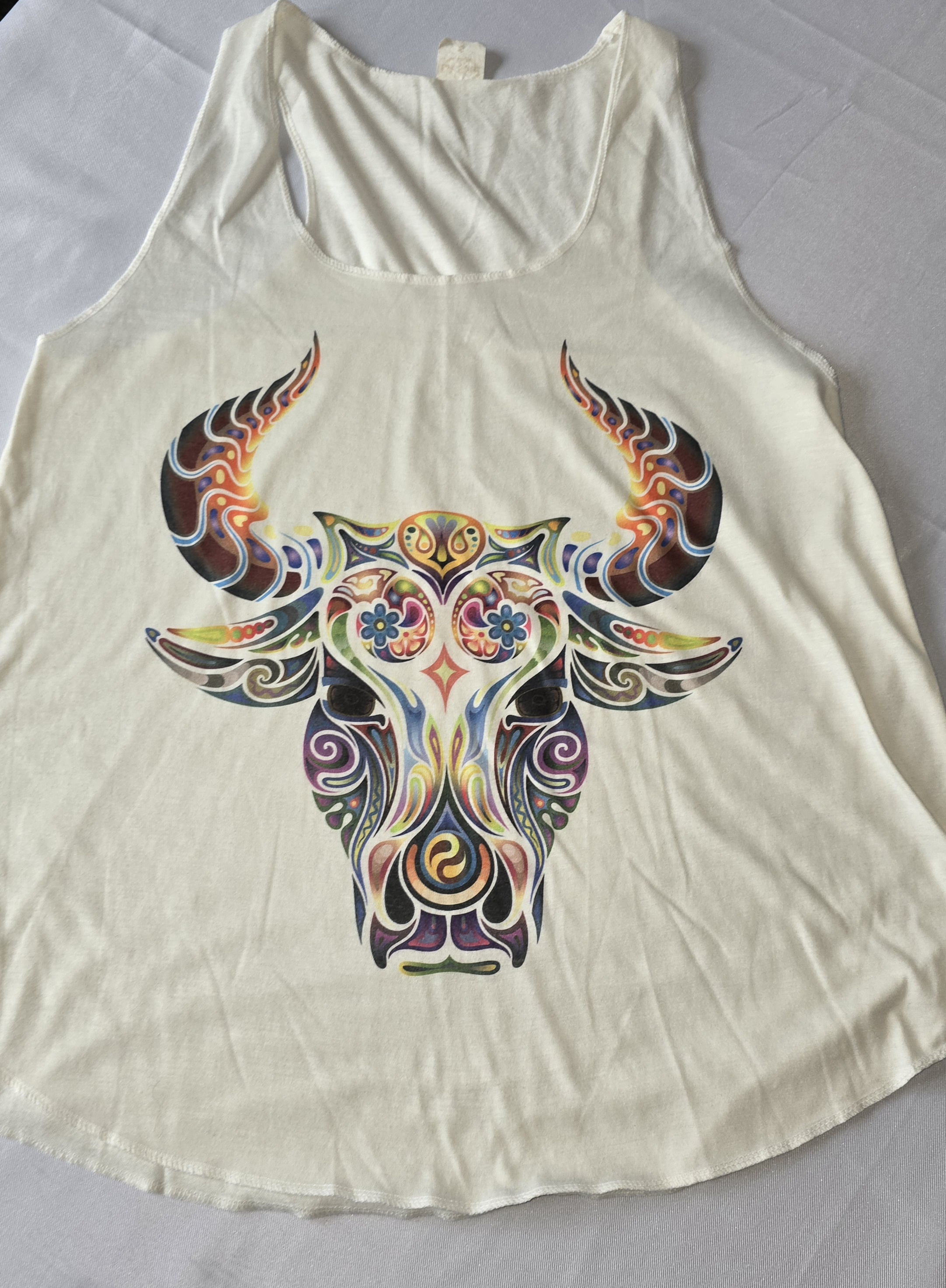 Colorful Bull Skull Art Tank