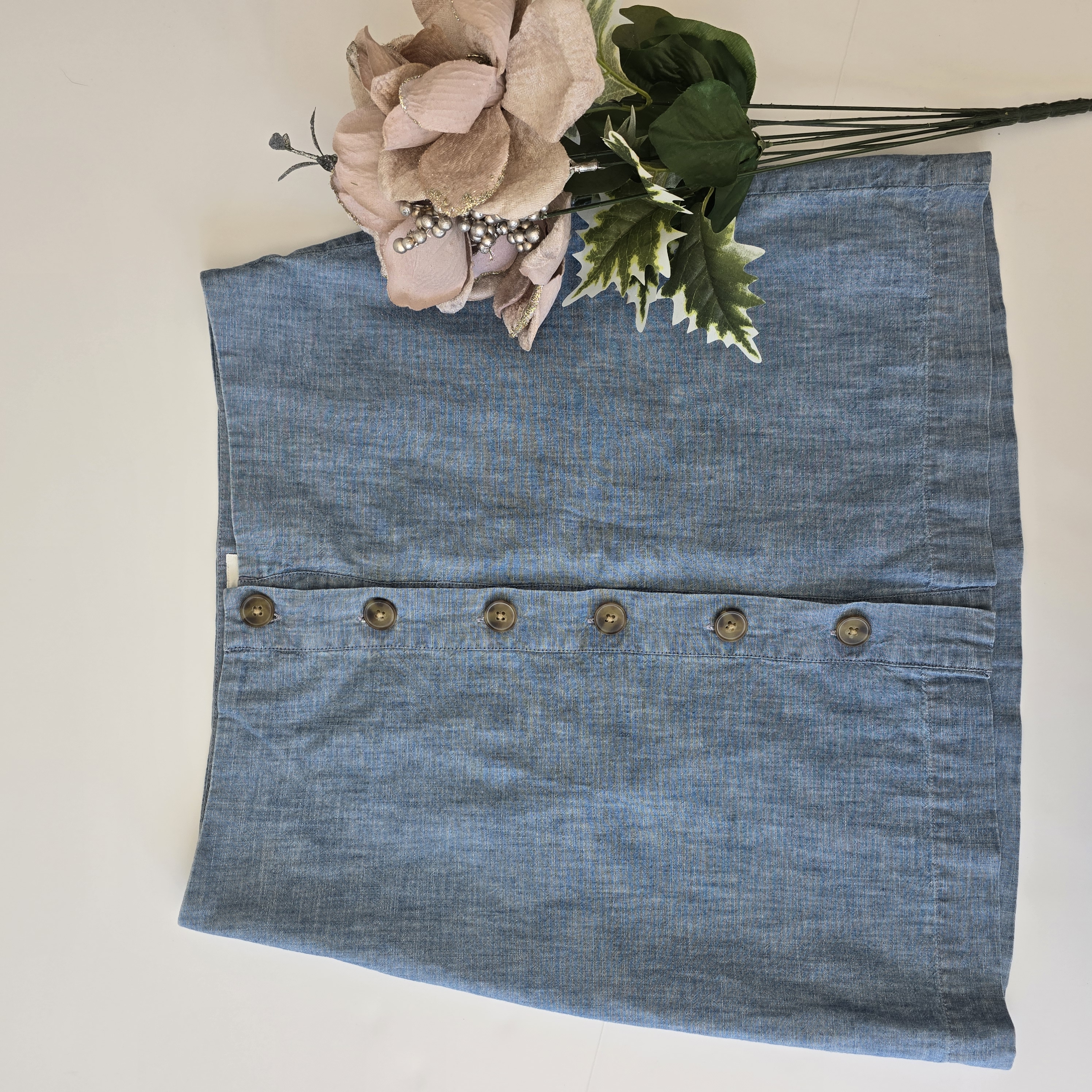 Denim button front skirt-Gap