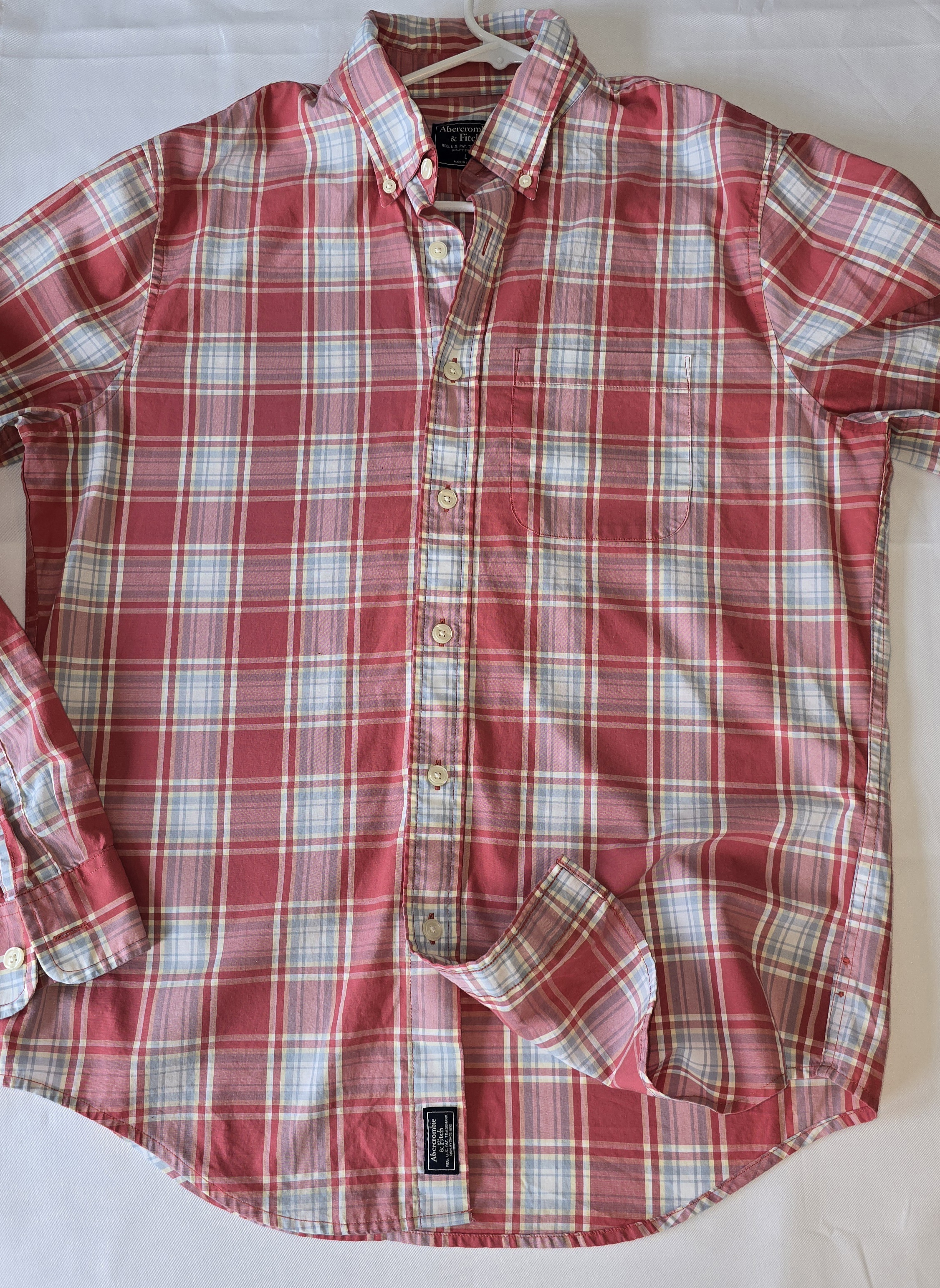 Red Plaid Button-Down Shirt- Abercrombie & Fitch