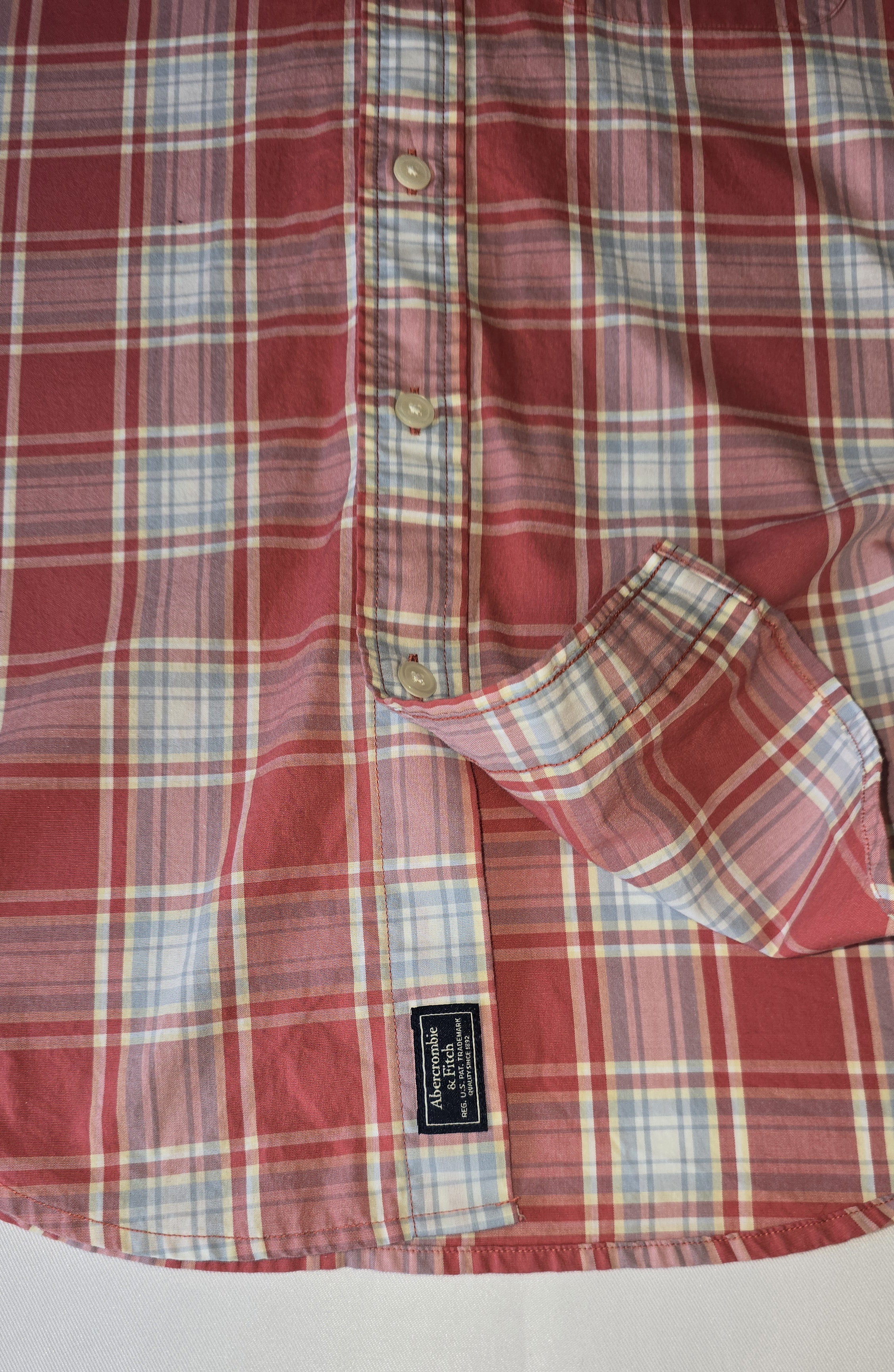 Red Plaid Button-Down Shirt- Abercrombie & Fitch