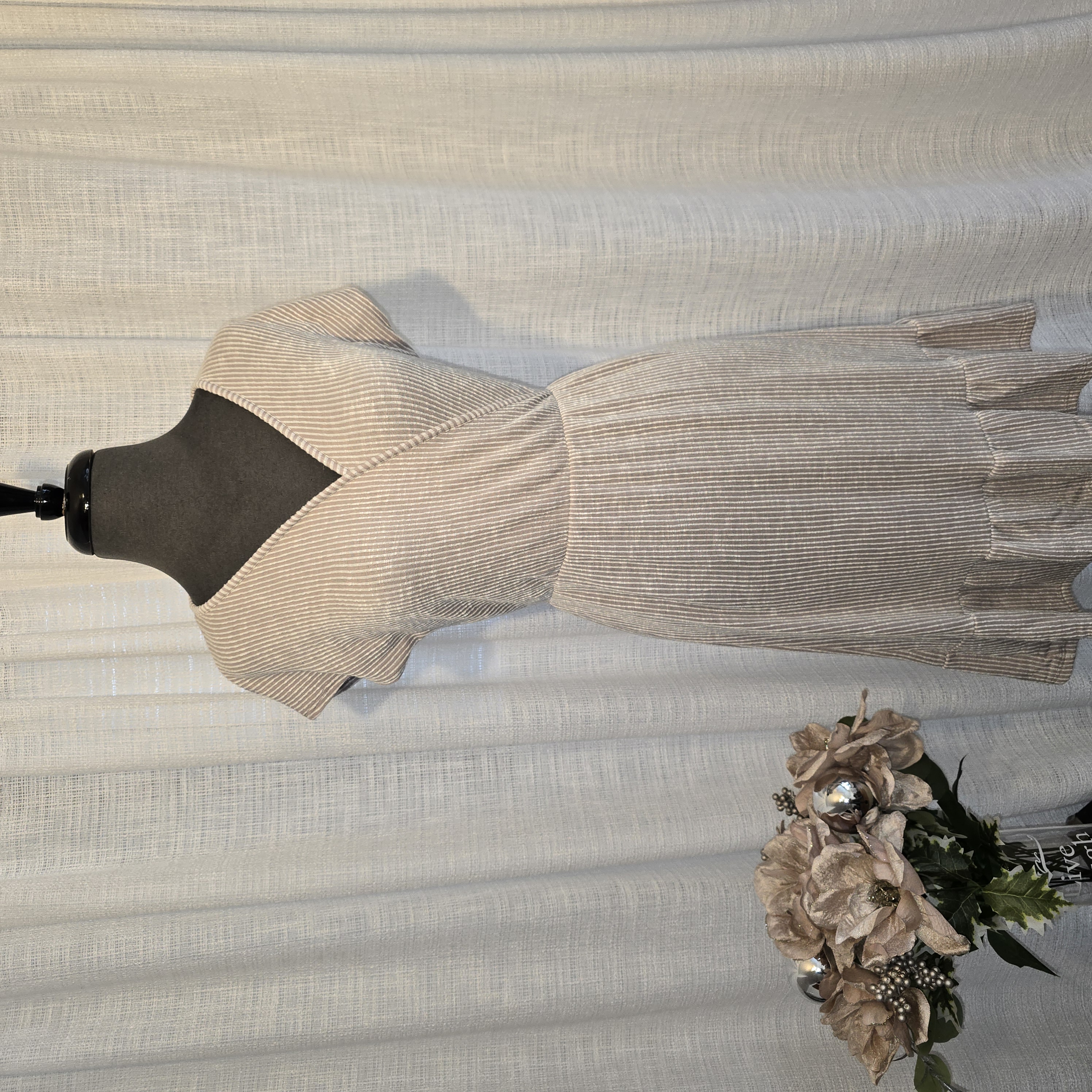 Striped V-Neck Short Dress- Caution In The Wind