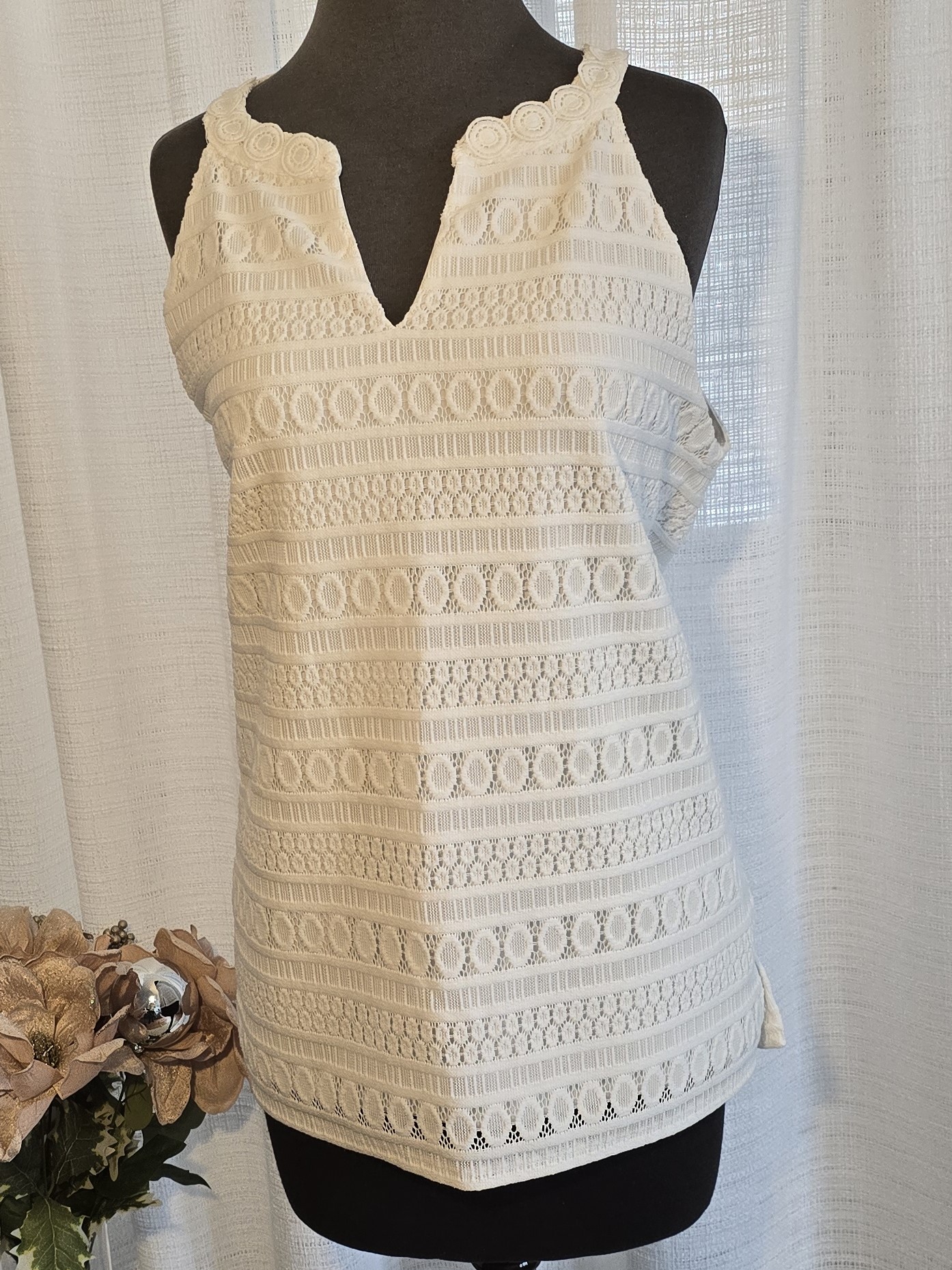 White Lace Sleeveless Top- Jones Studio