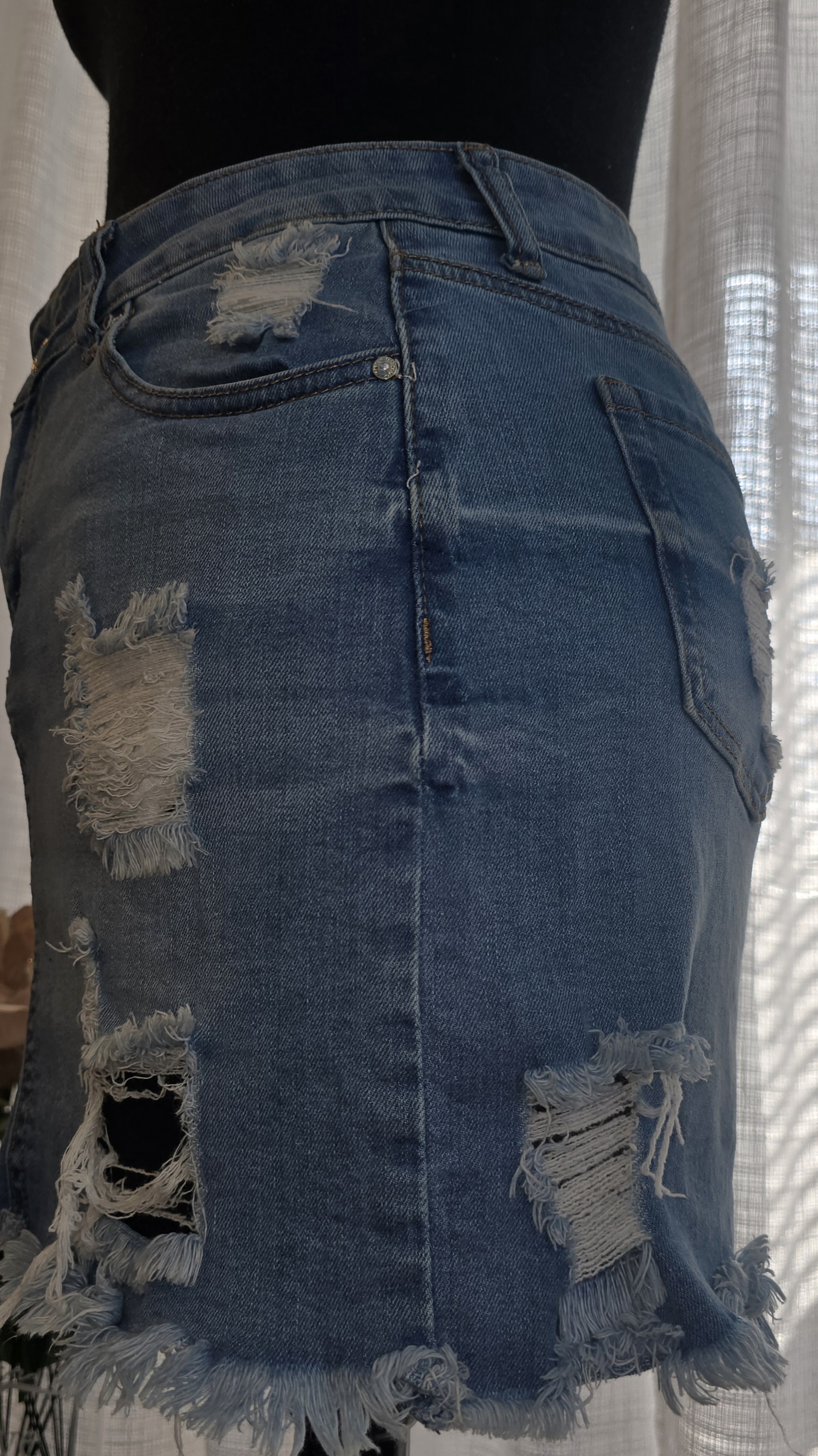 Distressed Denim Skirt- Forever 21