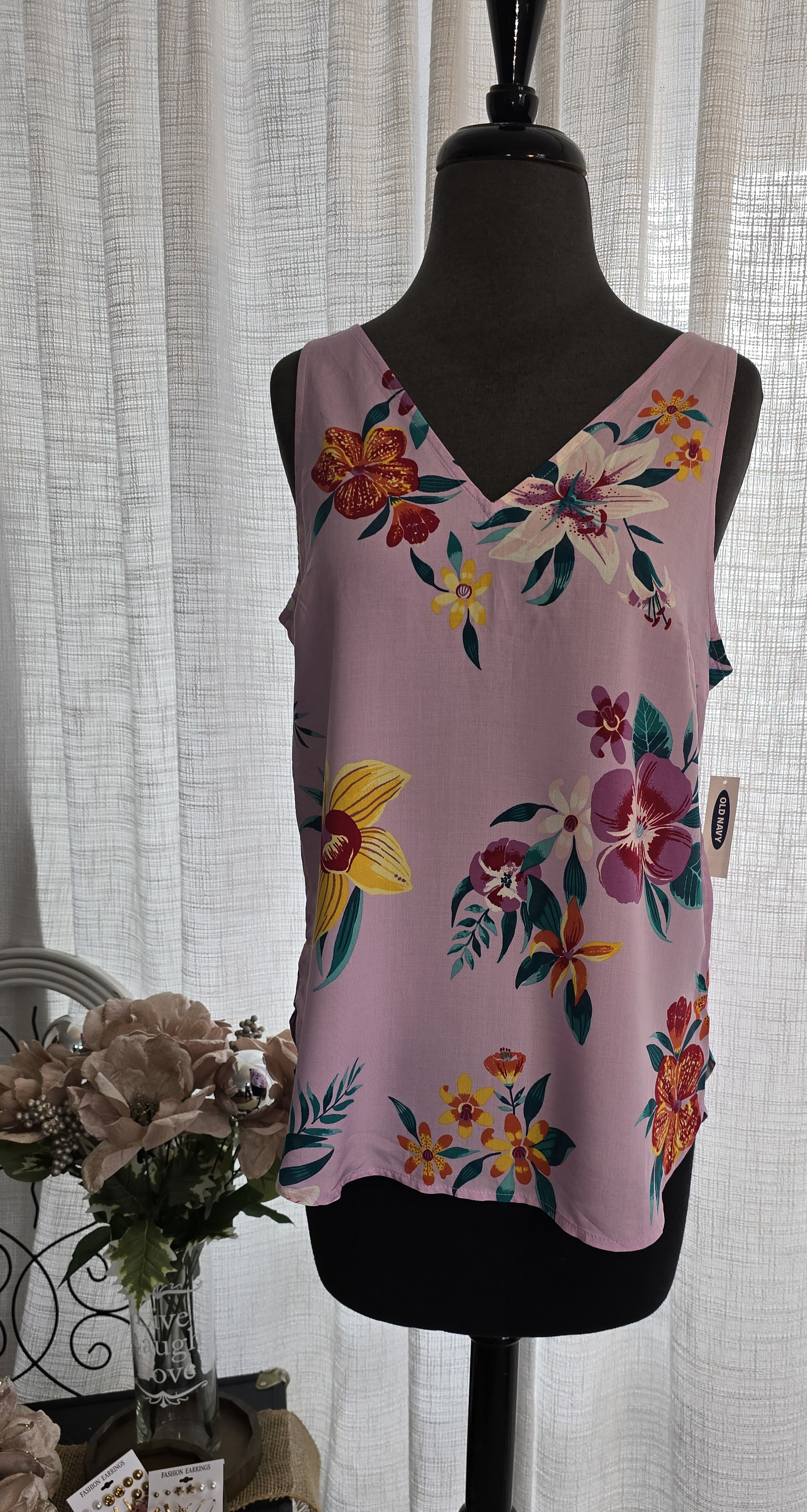 Floral Print Sleeveless Top- Old Navy