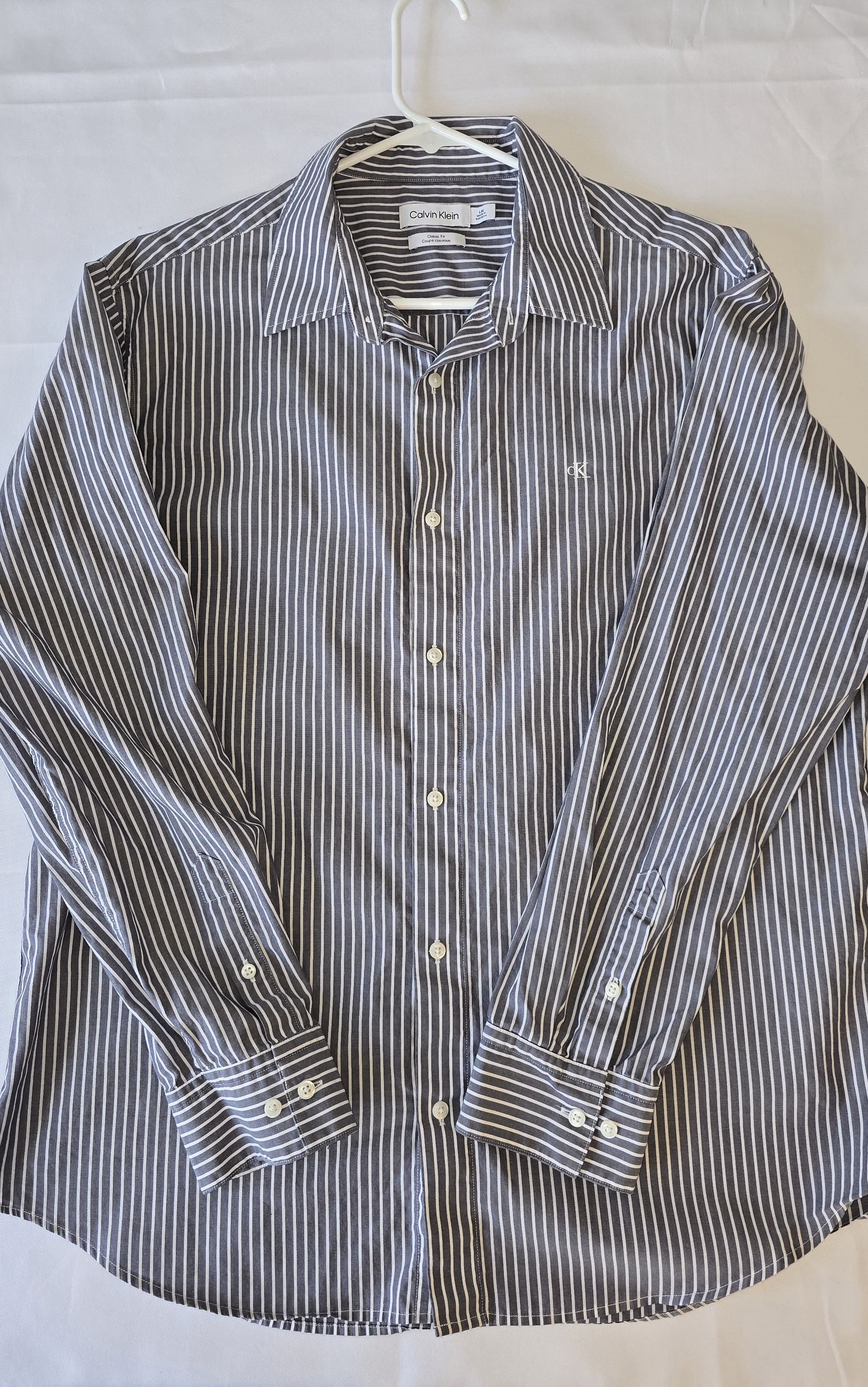 Striped Button-Up Shirt- Calvin Klein