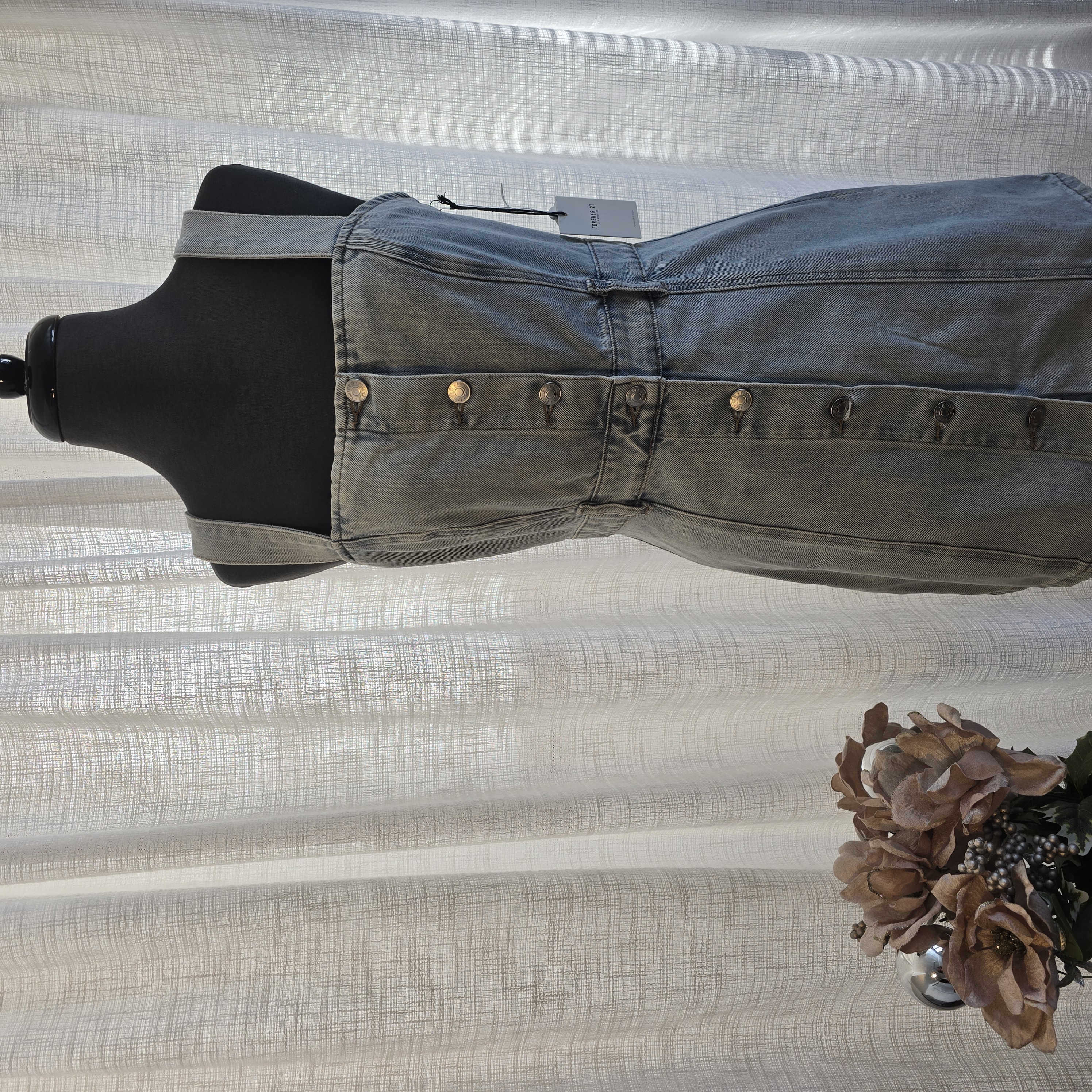 Denim Button-Front Dress- Forever21