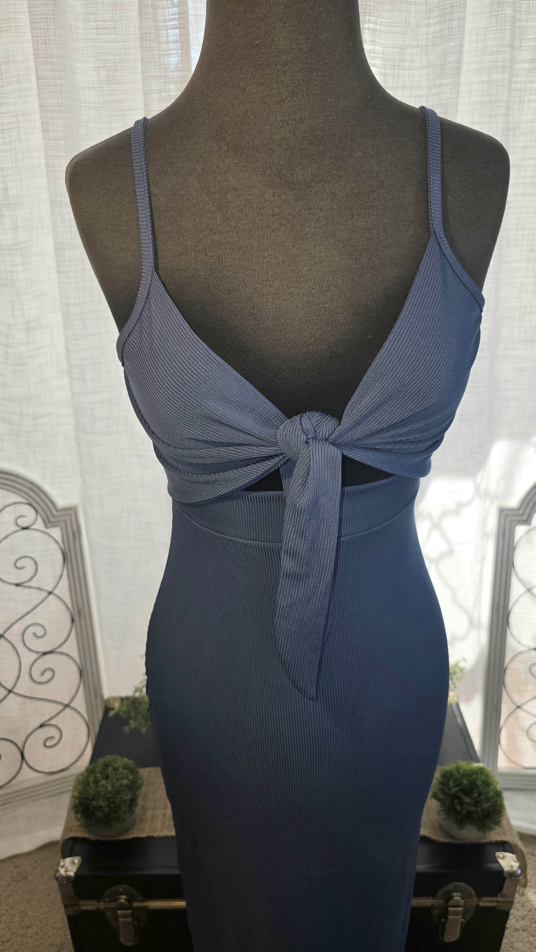 Blue Tie-Front Dress- LYANER