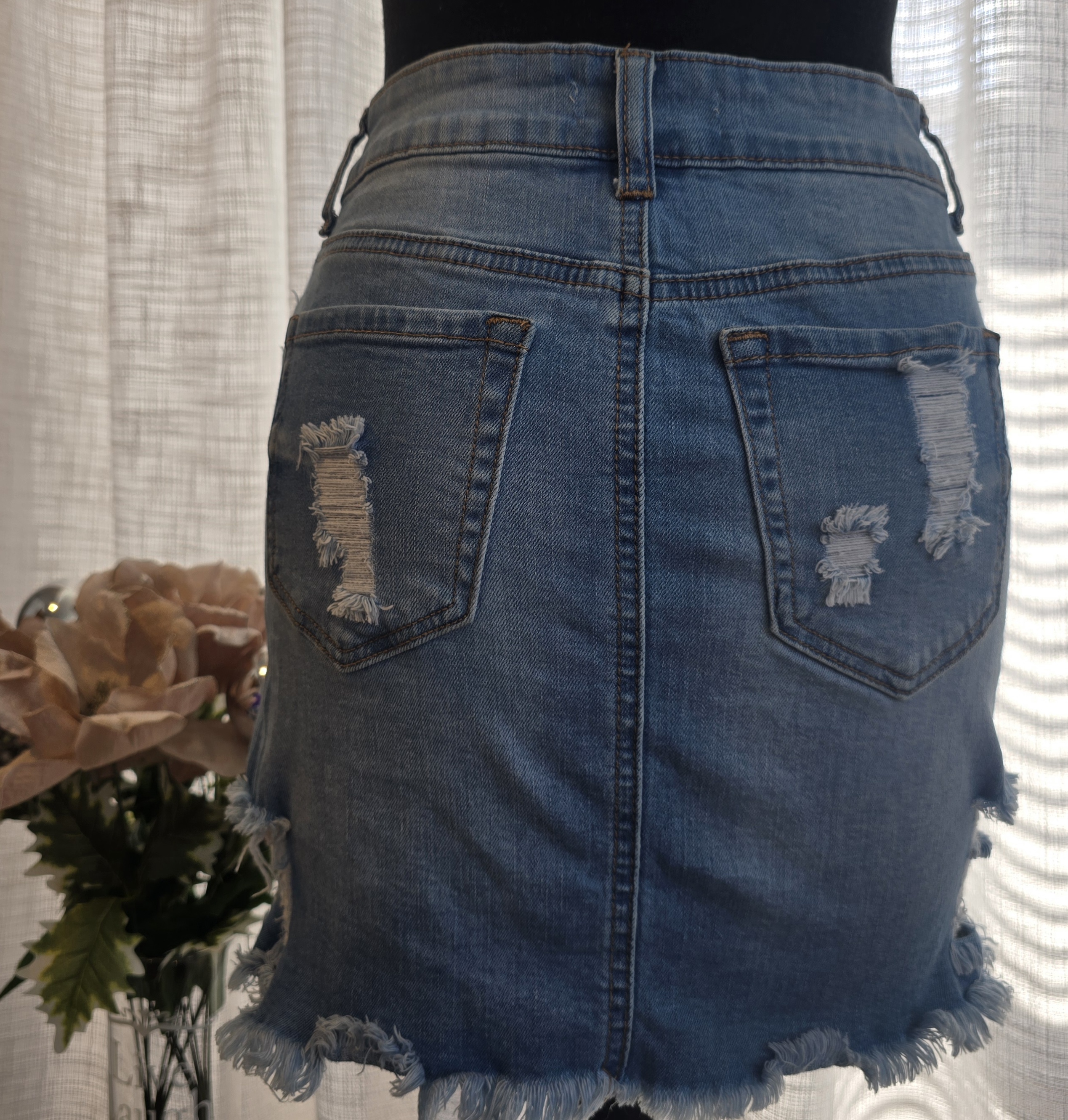 Distressed Denim Skirt- Forever 21