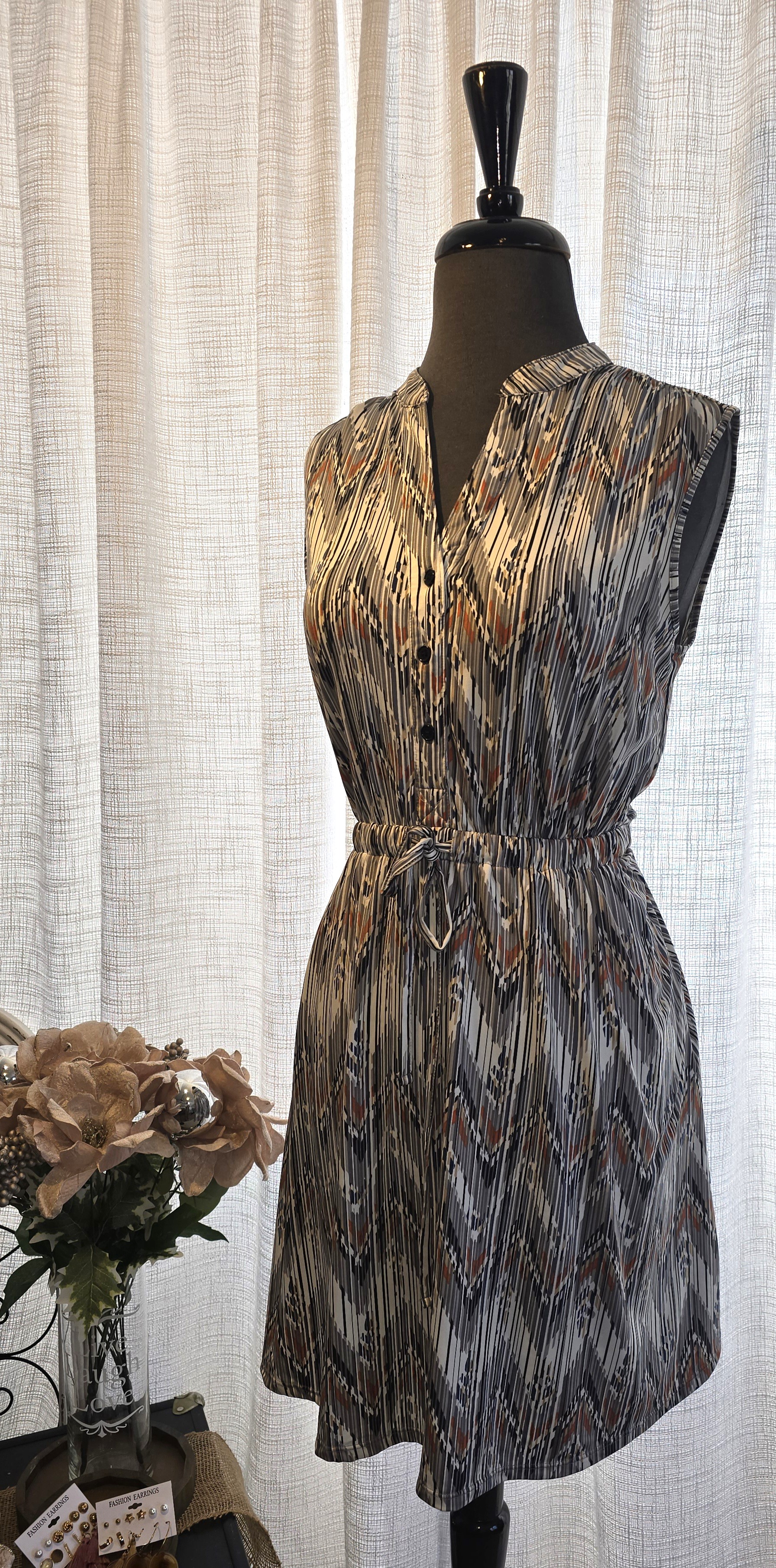 Sleeveless Chevron Dress- Robert Louis