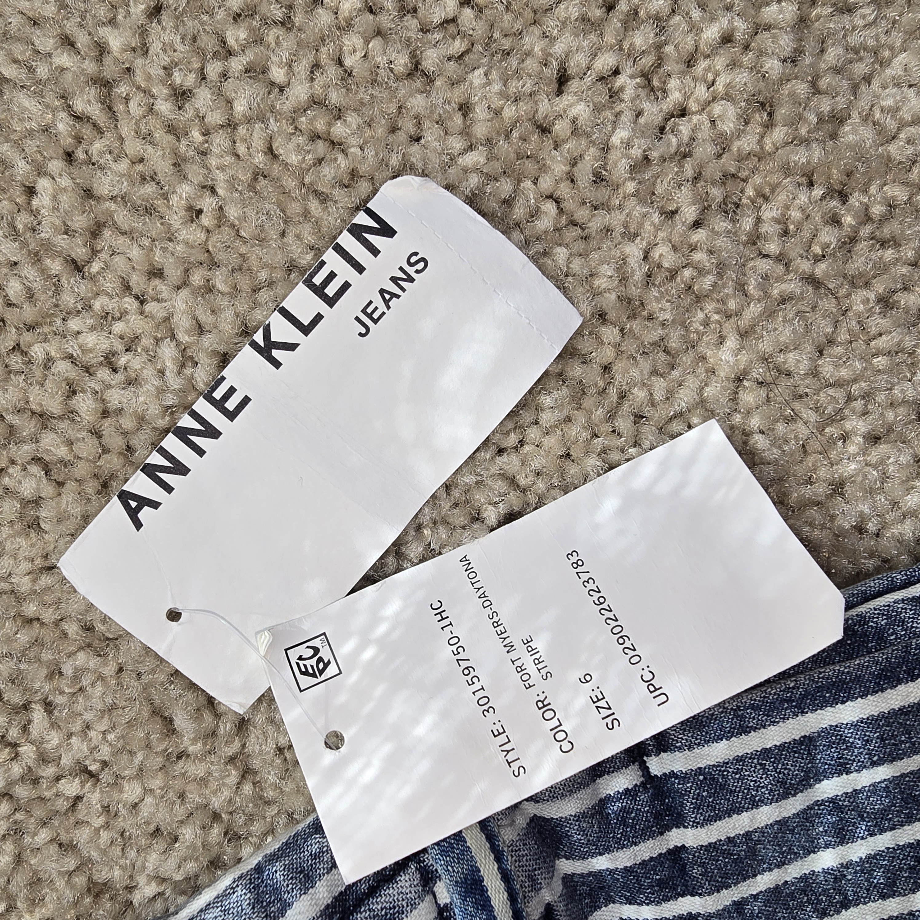 Striped Casual Denim Shorts- Ann Klein